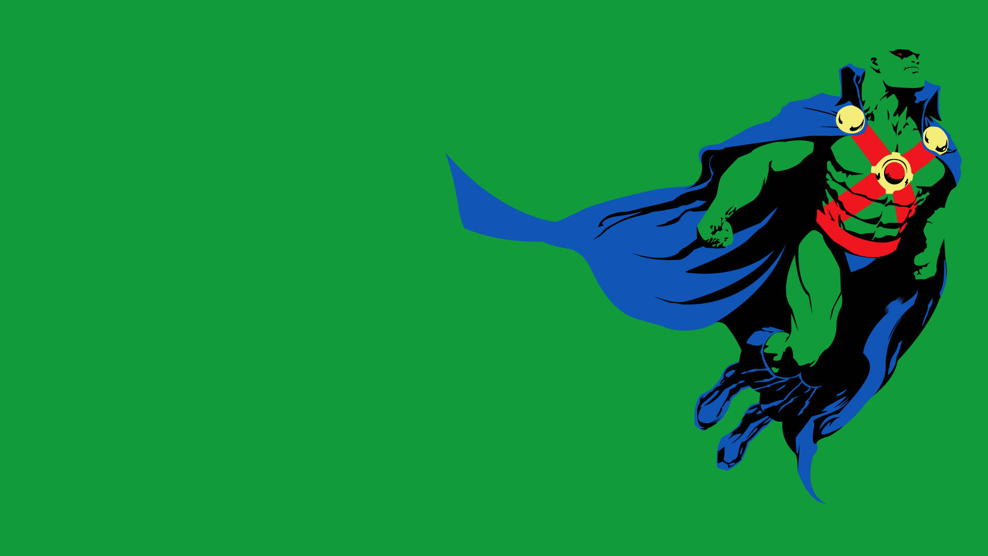 Martian Manhunter, green superhero, blue cape, Full HD Desktop Wallpaper