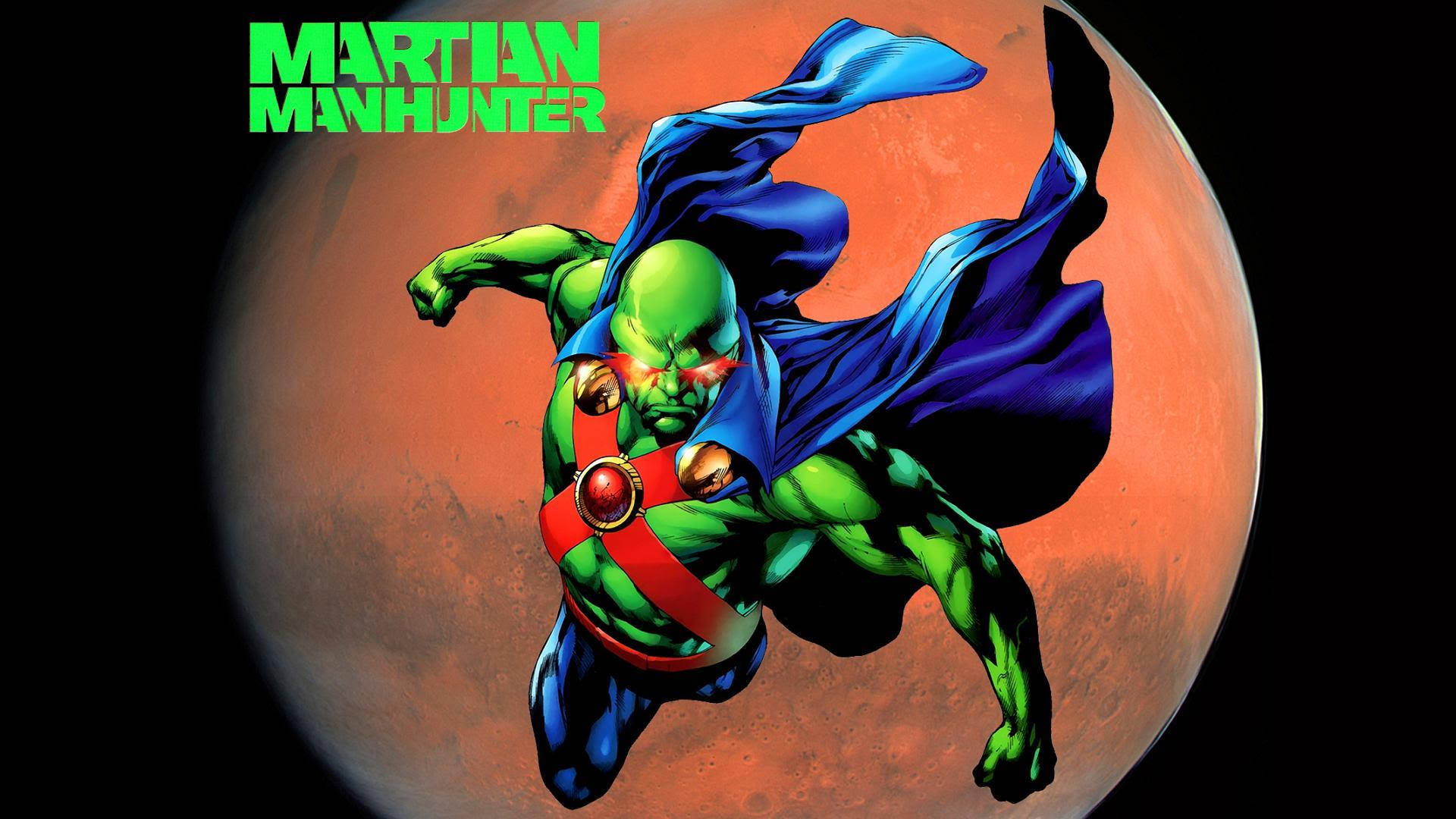 Martian Manhunter, red planet, blue cape, Full HD Desktop Wallpaper