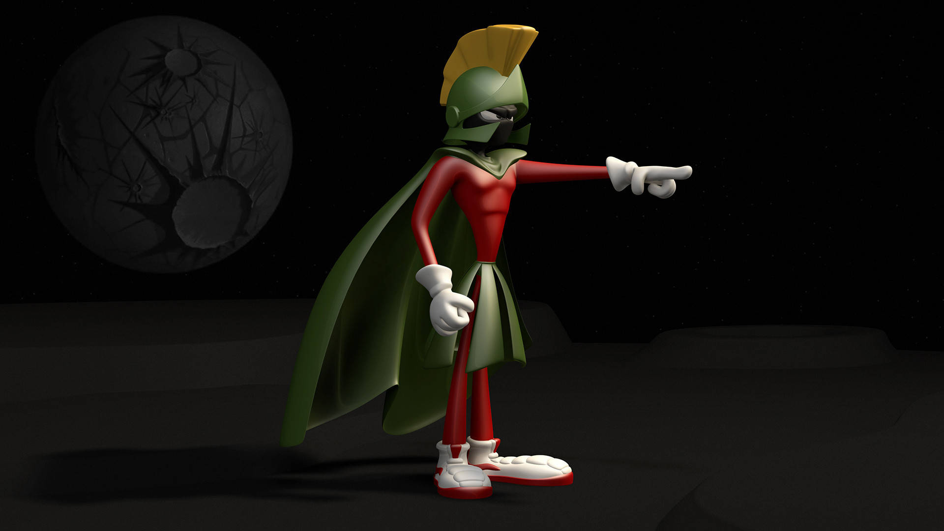 Martian Manhunter, red and green, starry space backdrop, Full HD Desktop Wallpaper