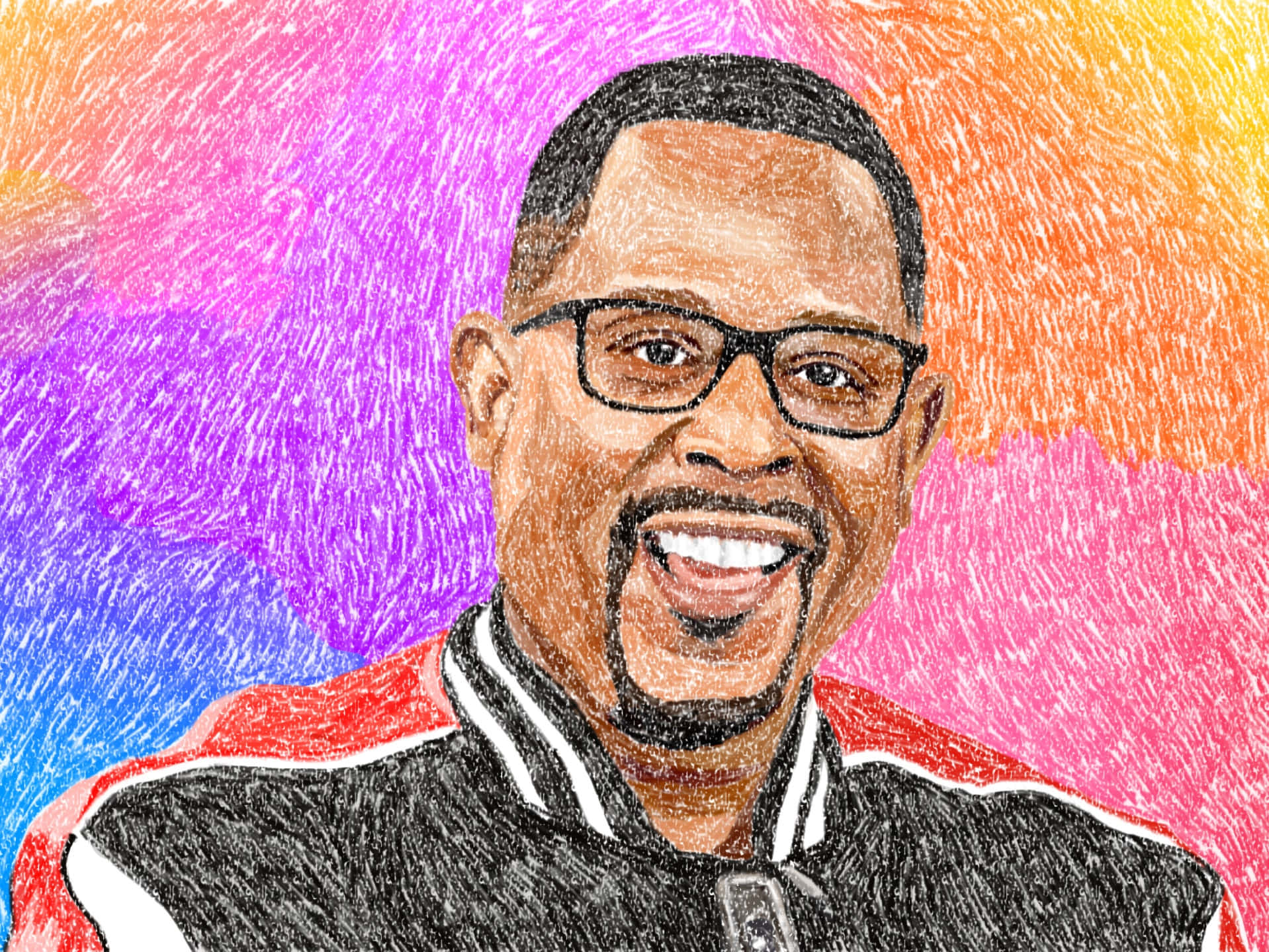 Martin Lawrence, colored pencil portrait, smiling man, HD Desktop Wallpaper