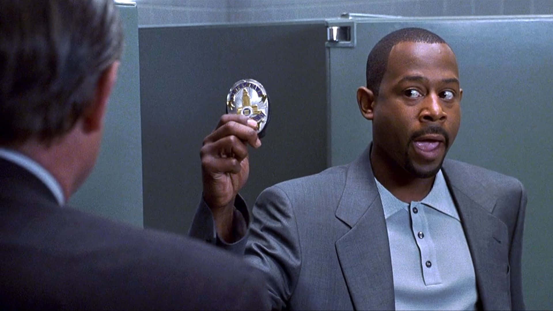 Martin Lawrence, gray suit, police badge, Full HD Desktop Wallpaper