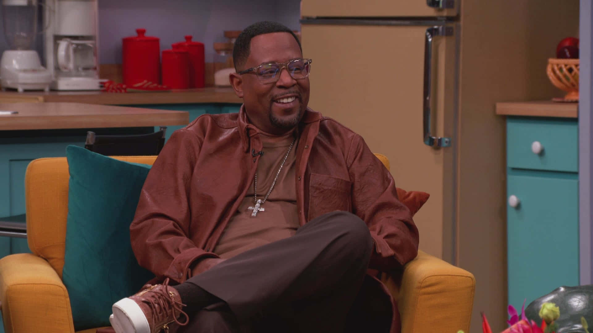 Martin Lawrence, glasses, brown jacket, Full HD Desktop Wallpaper