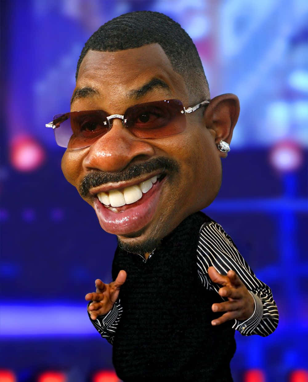 Martin Lawrence, sunglasses, blue and red stage background, SD Phone Wallpaper
