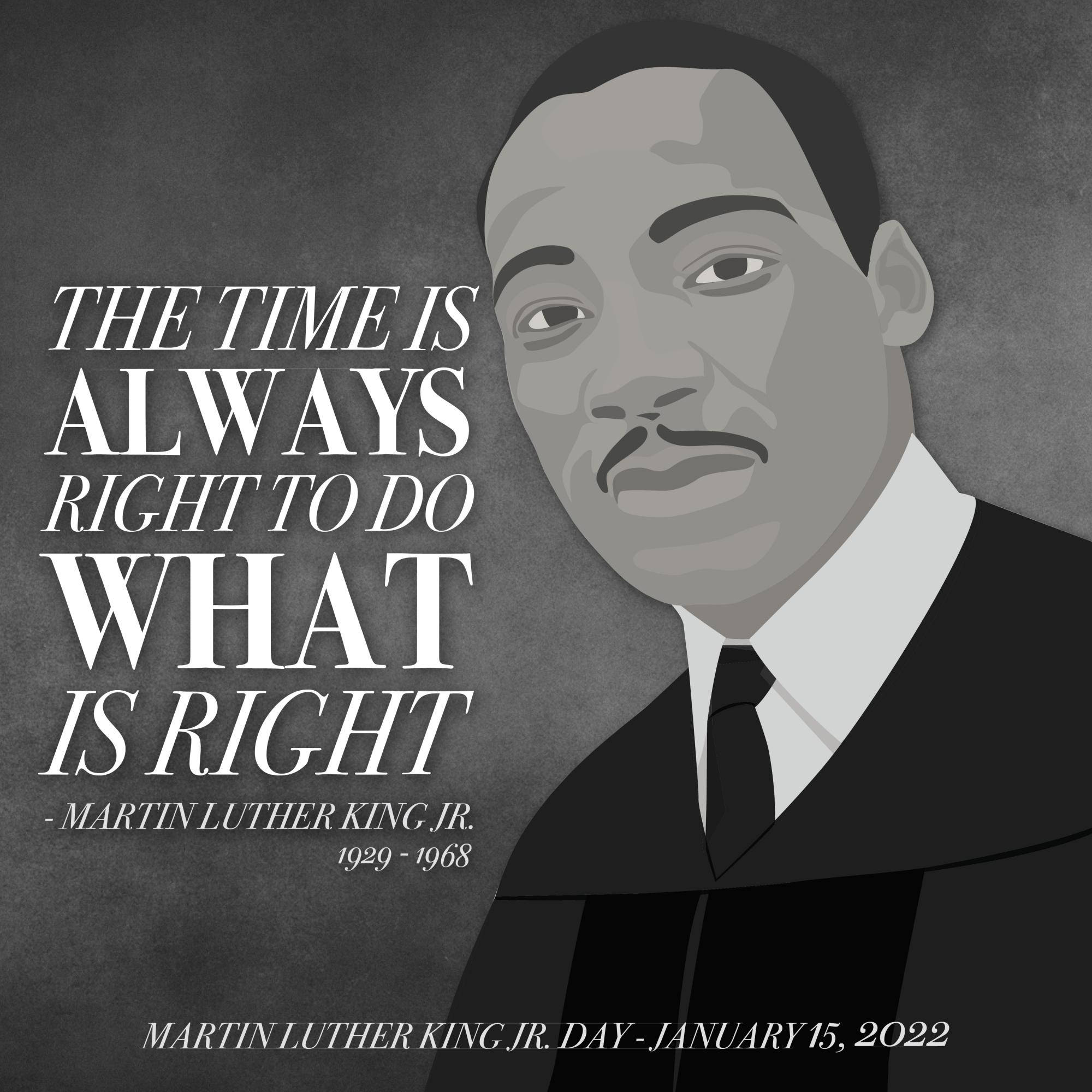 Martin Luther King Jr, The time is always right to do what is right, monochrome illustrated portrait, Full HD Desktop Wallpaper