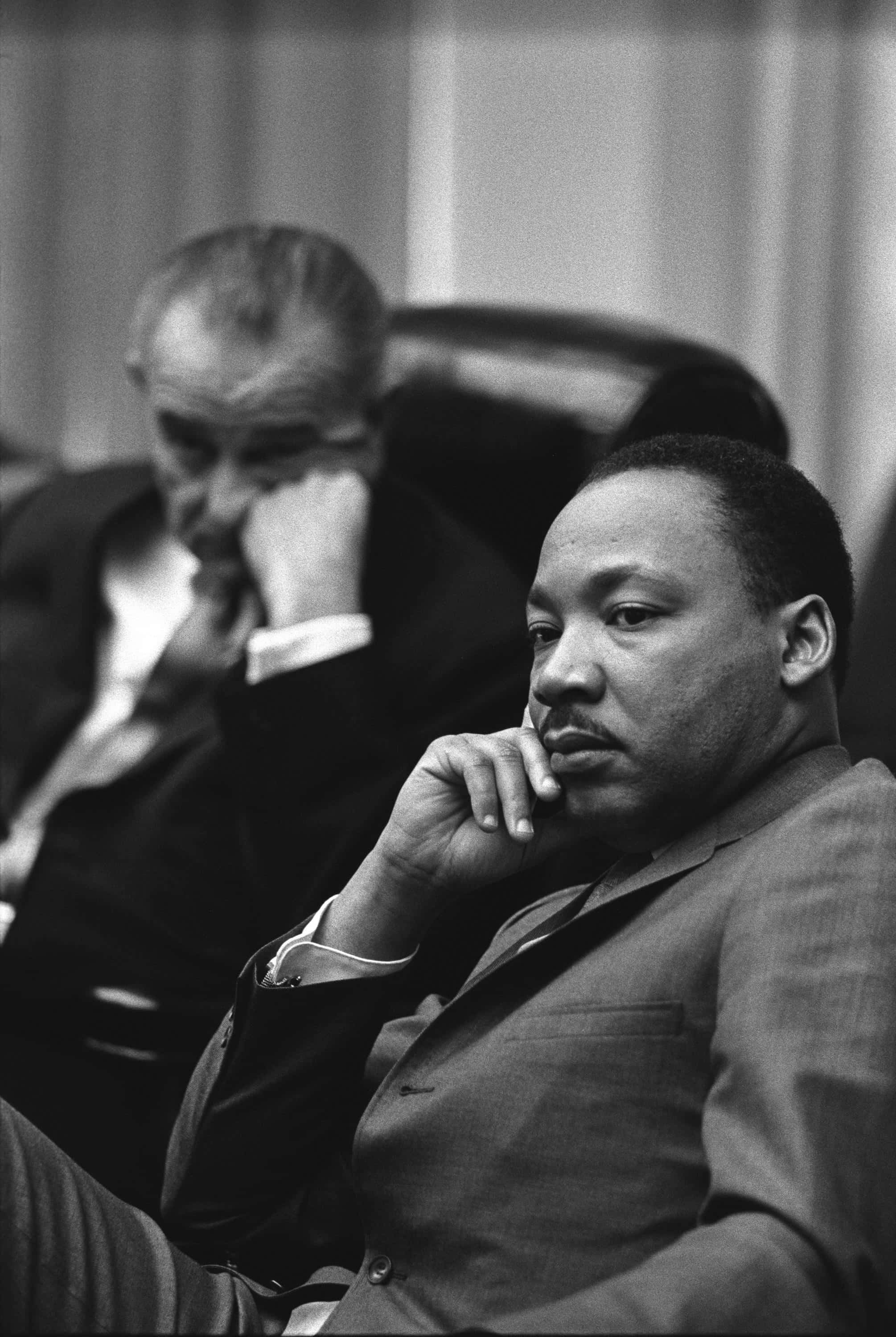 Martin Luther King Jr, black and white portrait, suit, 2K Phone Wallpaper