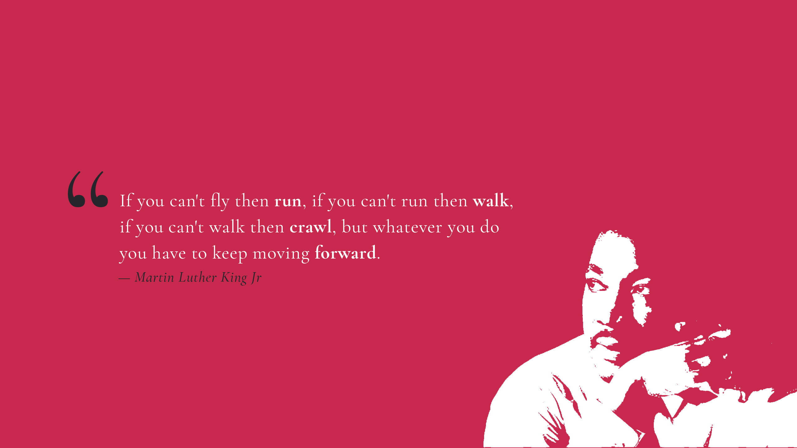 Martin Luther King Jr., red background, white silhouette, 2K Desktop Wallpaper