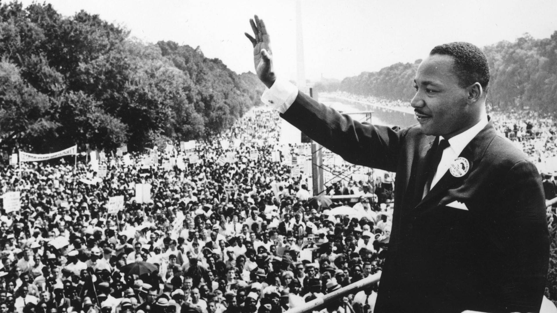 Martin Luther King Jr, massive crowd, park, Full HD Desktop Wallpaper