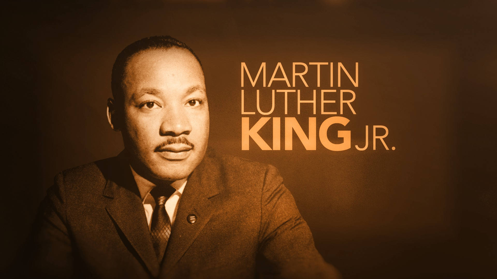 Martin Luther King Jr, sepia tones, bold orange text, Full HD Desktop Wallpaper