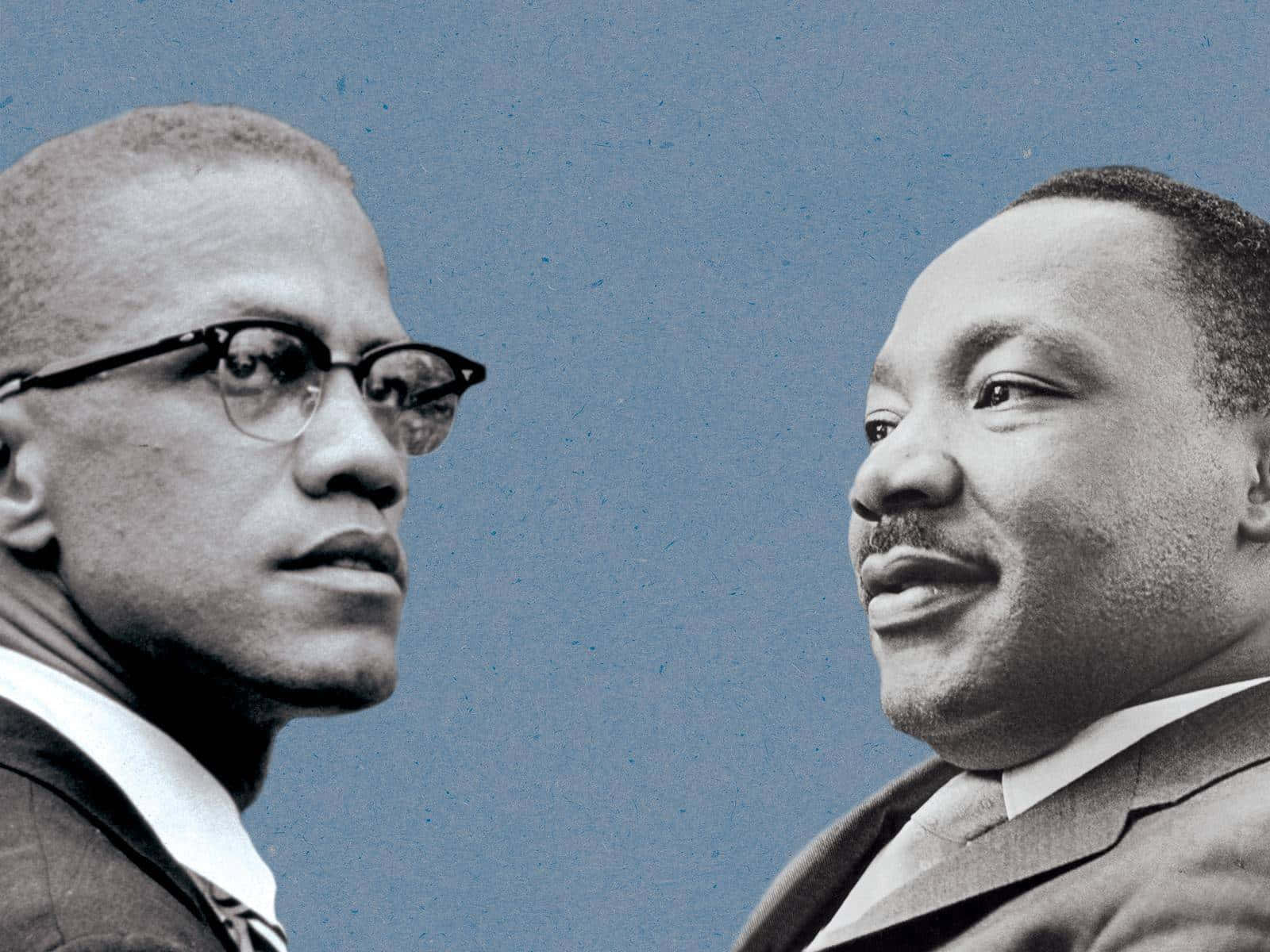 Martin Luther King, black and white portrait, textured blue background, HD Desktop Wallpaper