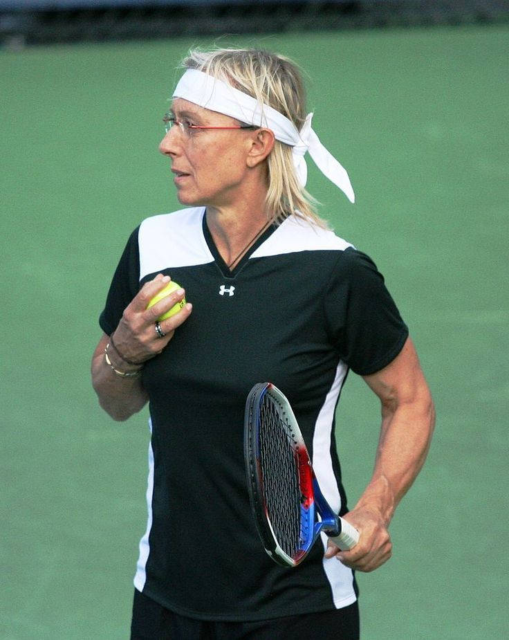 Martina Navratilova, white headband, black and white gear, SD Phone Wallpaper