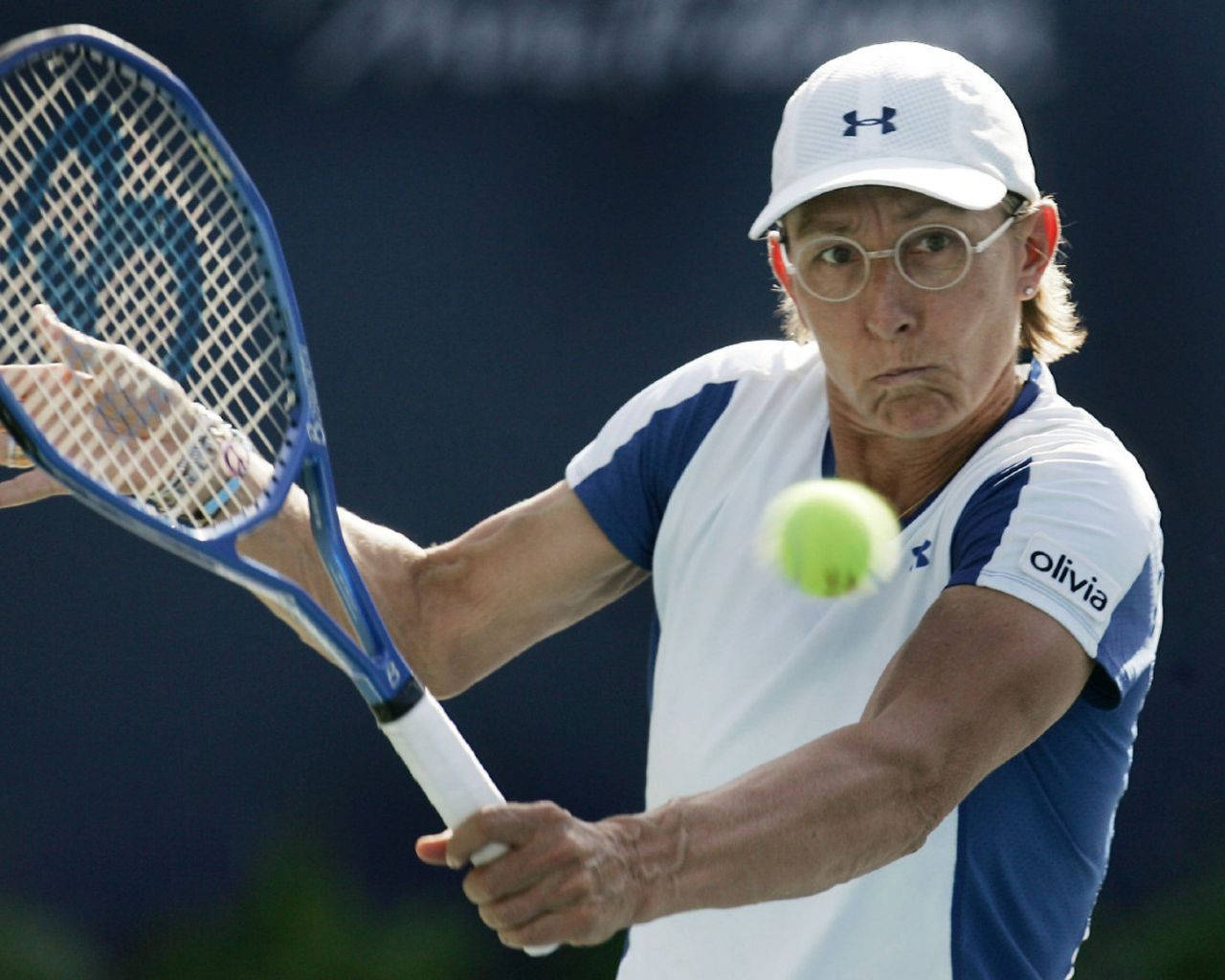 Martina Navratilova, white cap, blue shirt, HD Desktop Wallpaper