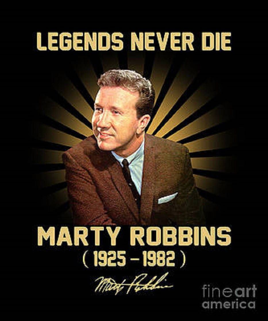 Marty Robbins, golden text, radiating beams, SD Phone Wallpaper