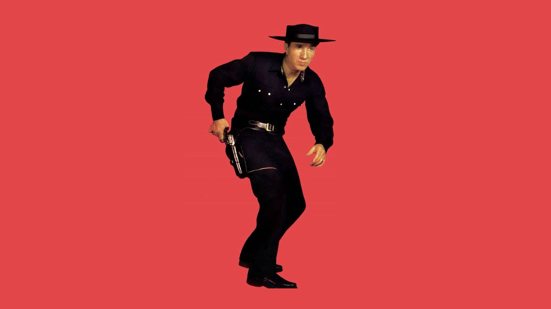 Marty Robbins, black suit, hat, Full HD Desktop Wallpaper