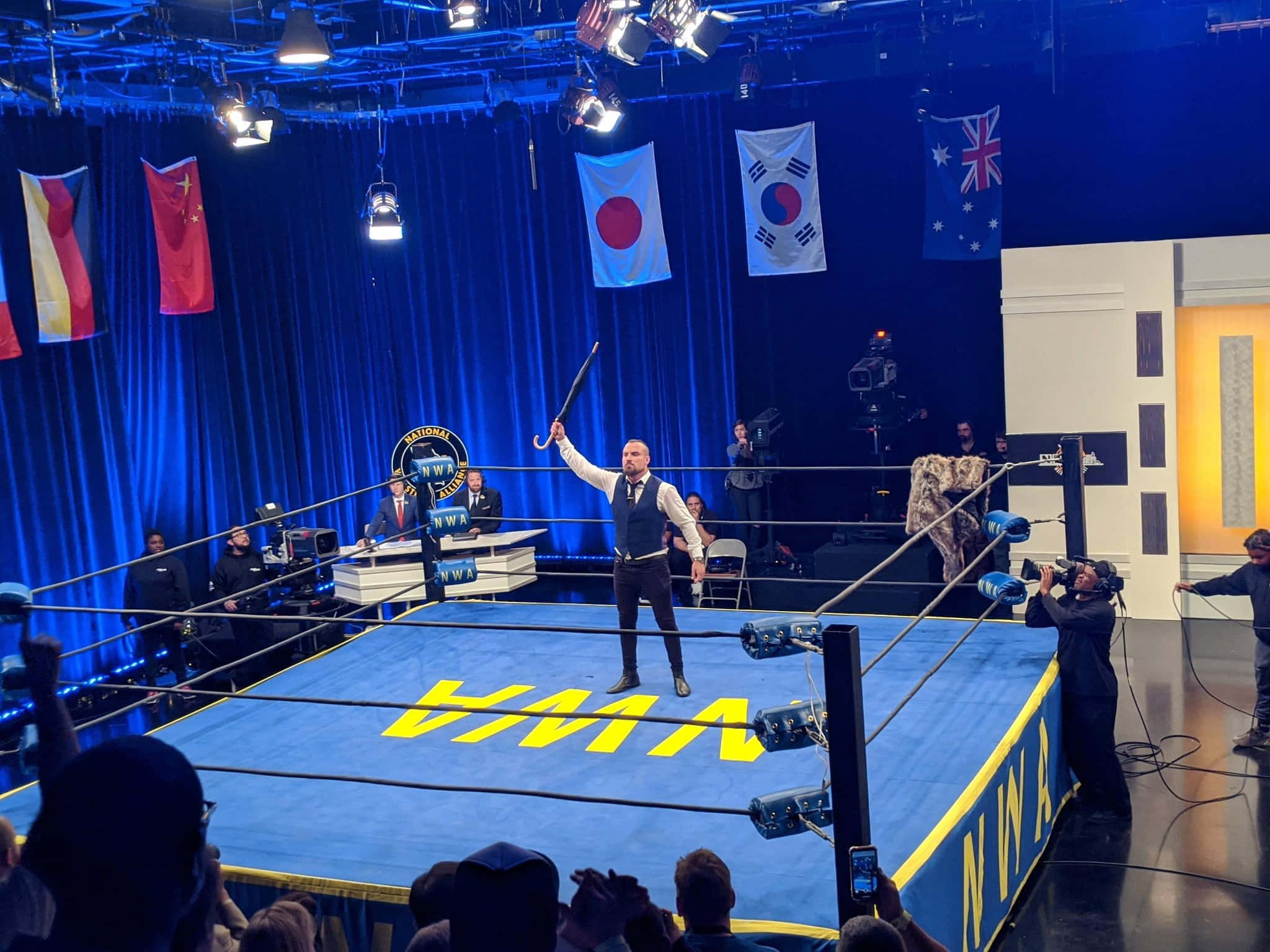 Marty Scurll, boxing ring, blue ring, Full HD Desktop Wallpaper
