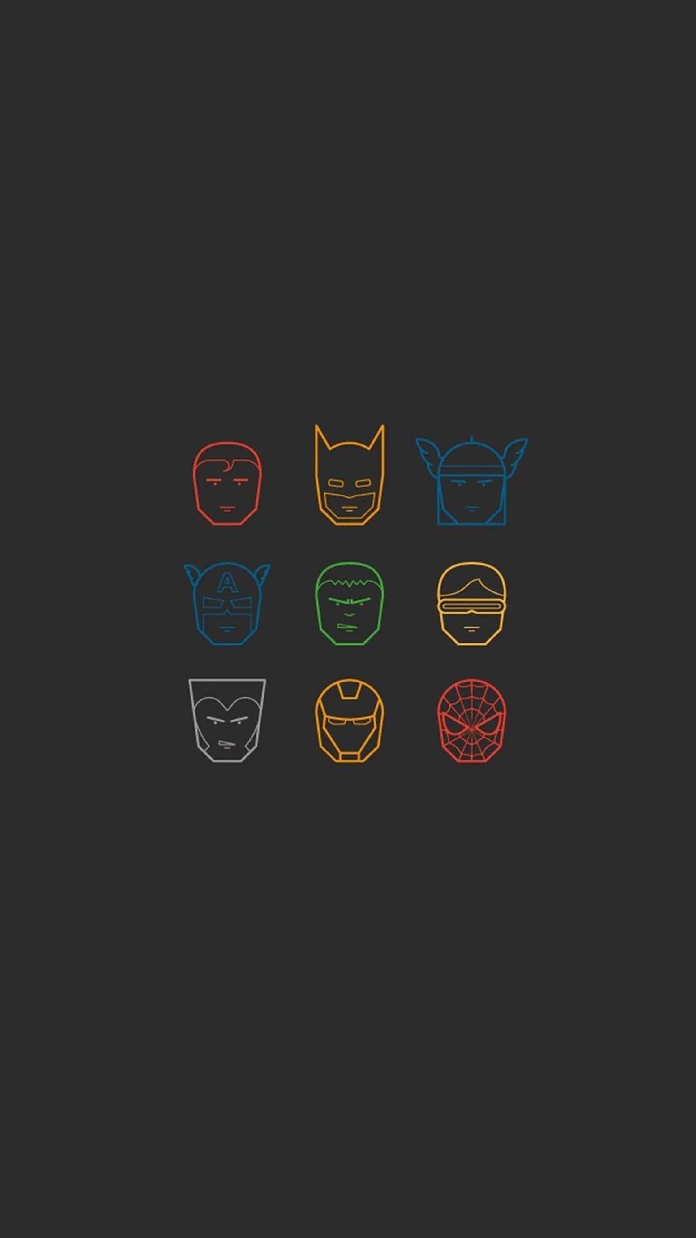 Marvel 4K Phone, black background, colorful outlines, 4K Phone Wallpaper