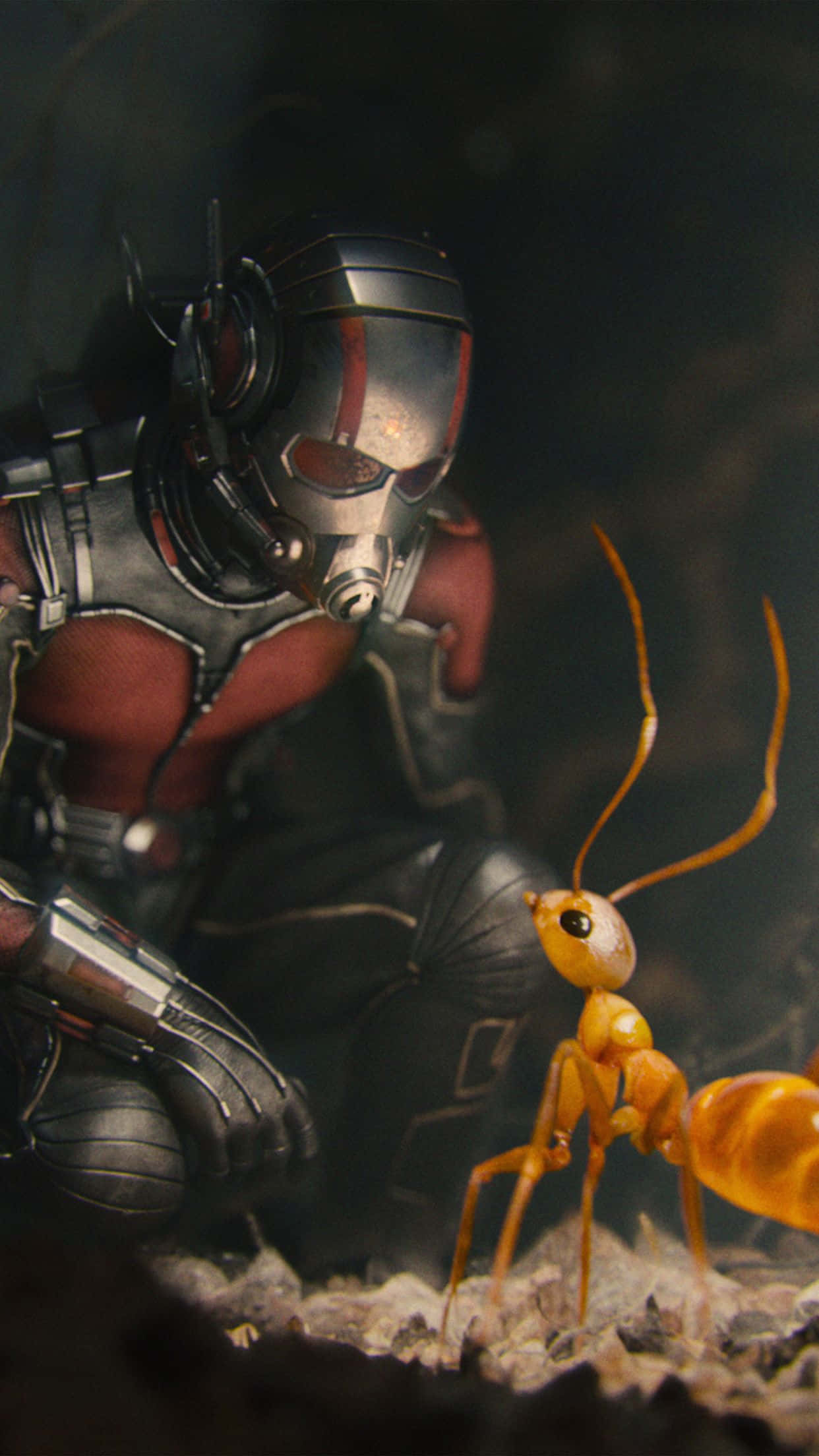 Marvel Android, red and silver suit, giant glowing orange ant, Full HD Phone Wallpaper