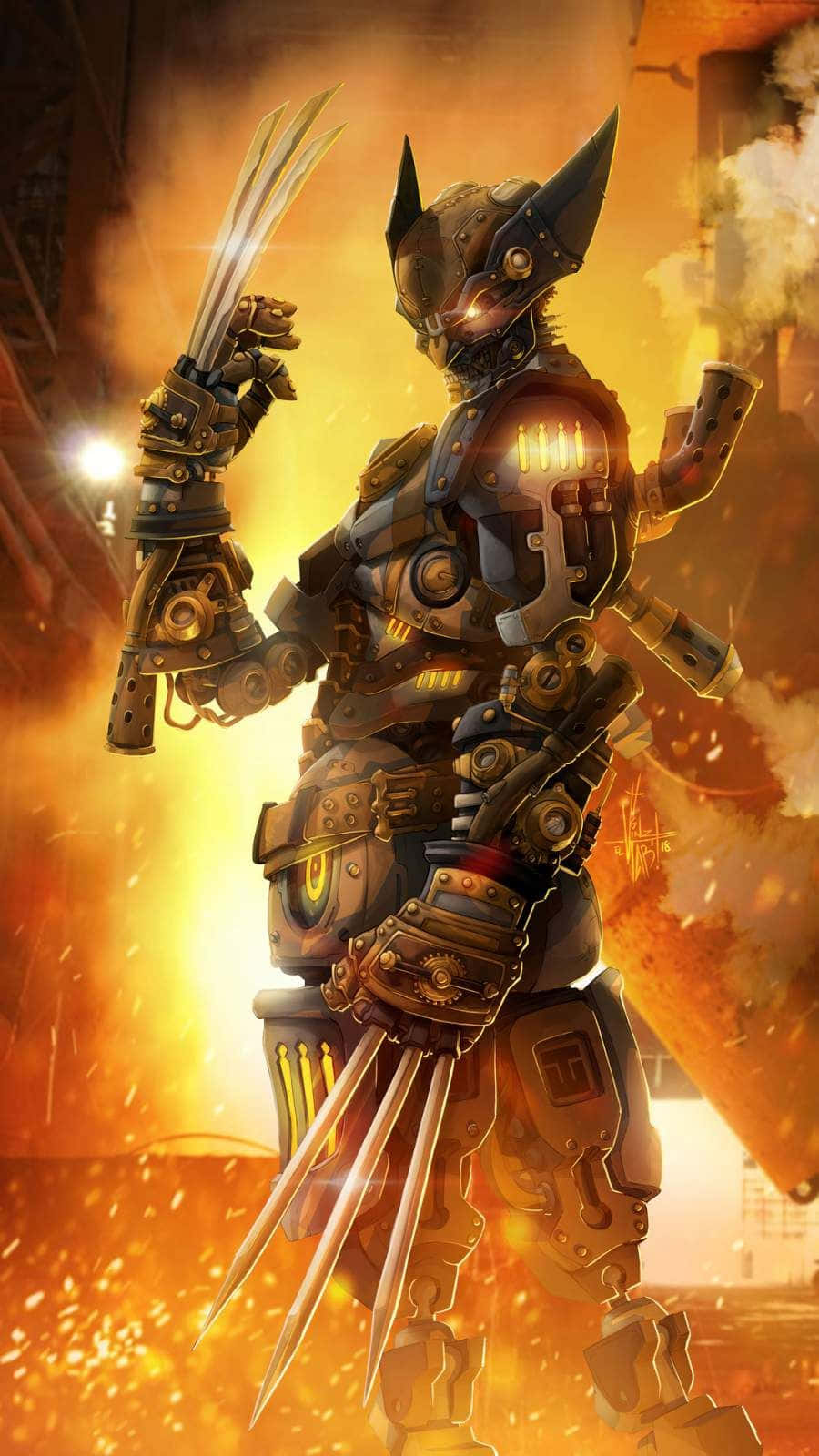 Marvel Art iPhone, cybernetic warrior, glowing eyes, HD Phone Wallpaper