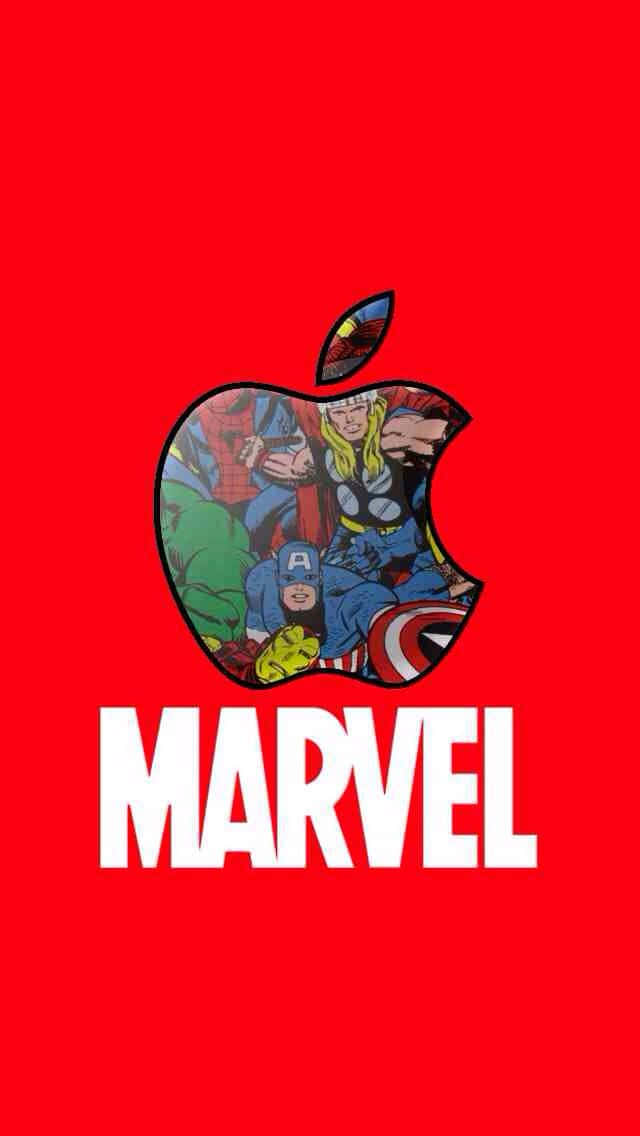 Marvel, iPhone, bitten apple logo, SD Phone Wallpaper