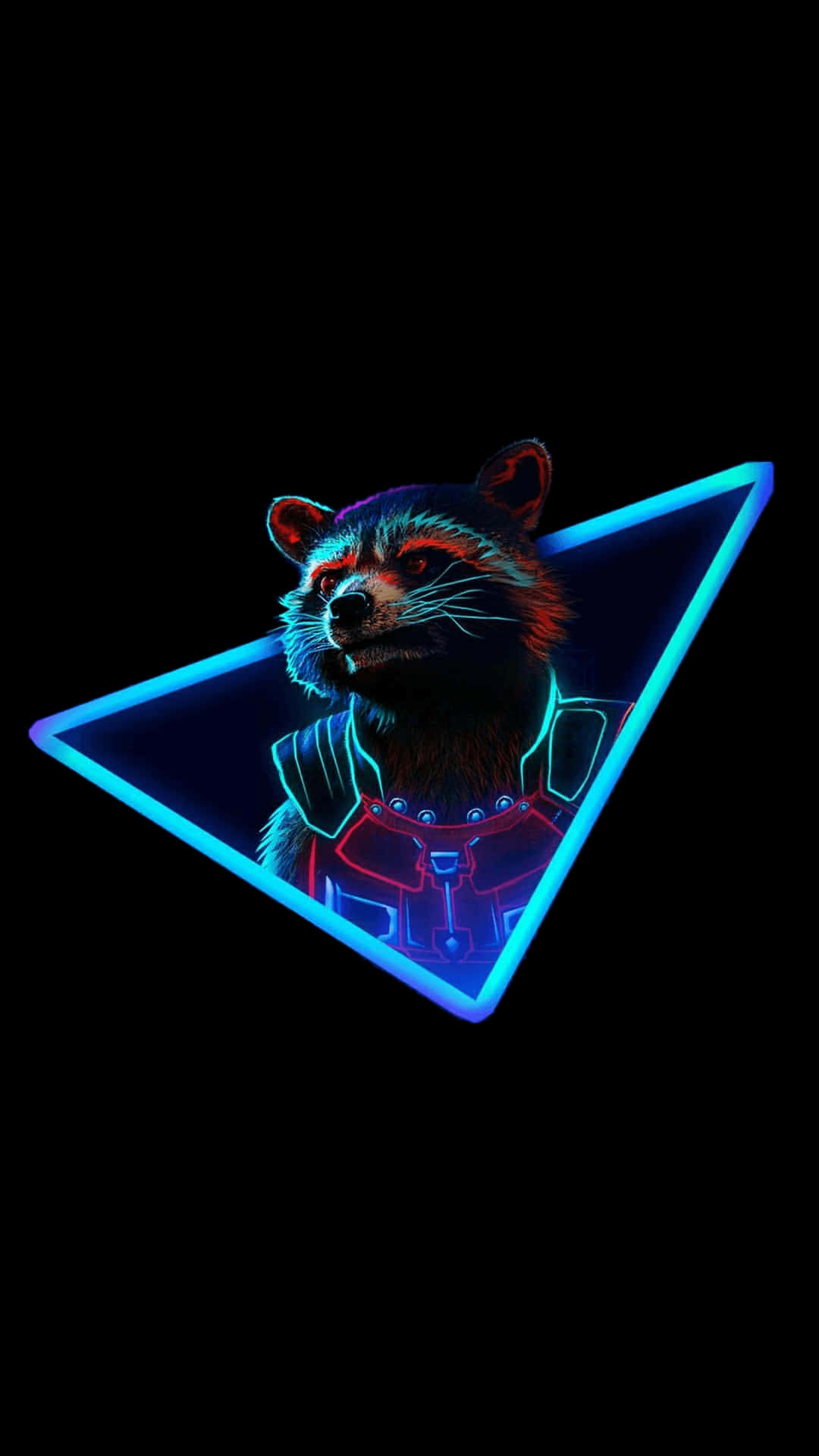 Marvel Art iPhone, neon-lit raccoon, futuristic suit, Full HD Phone Wallpaper