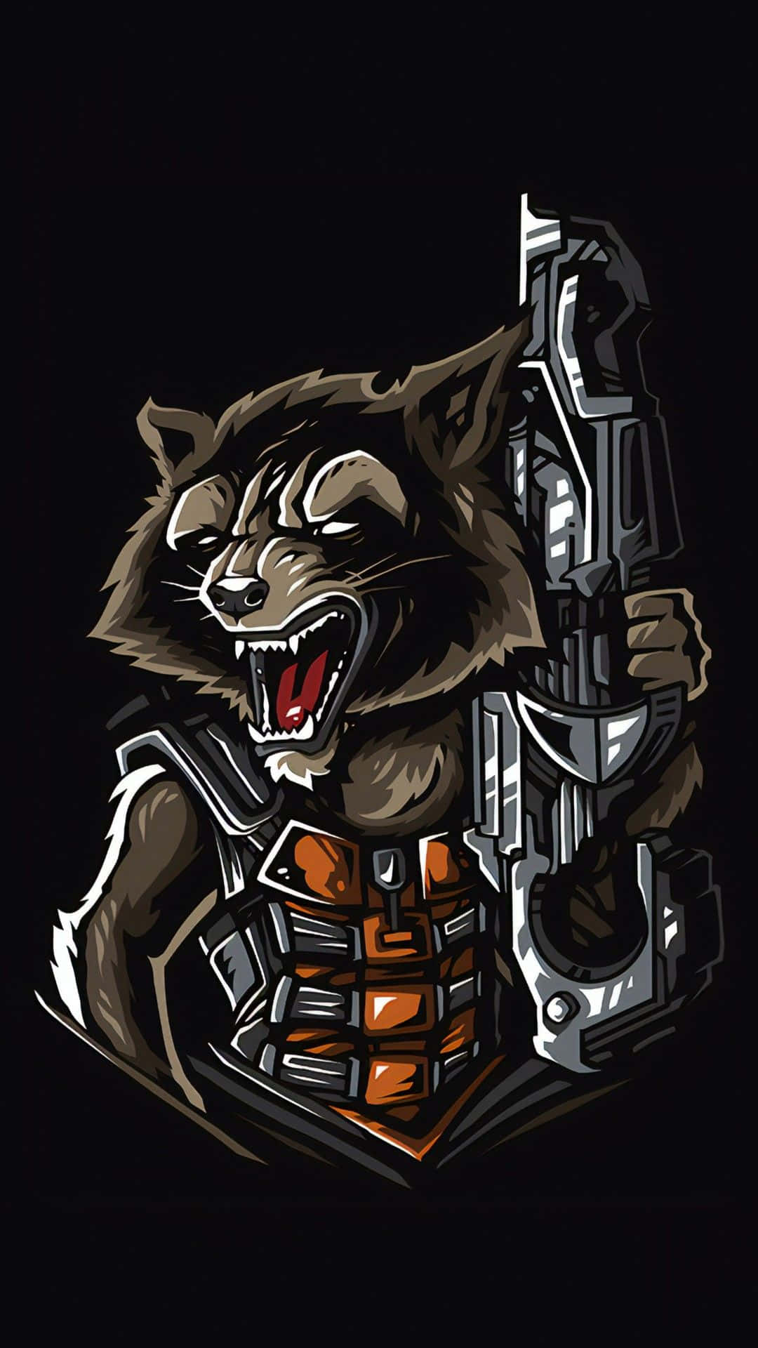 Marvel Art iPhone, anthropomorphic raccoon, armor, Full HD Phone Wallpaper