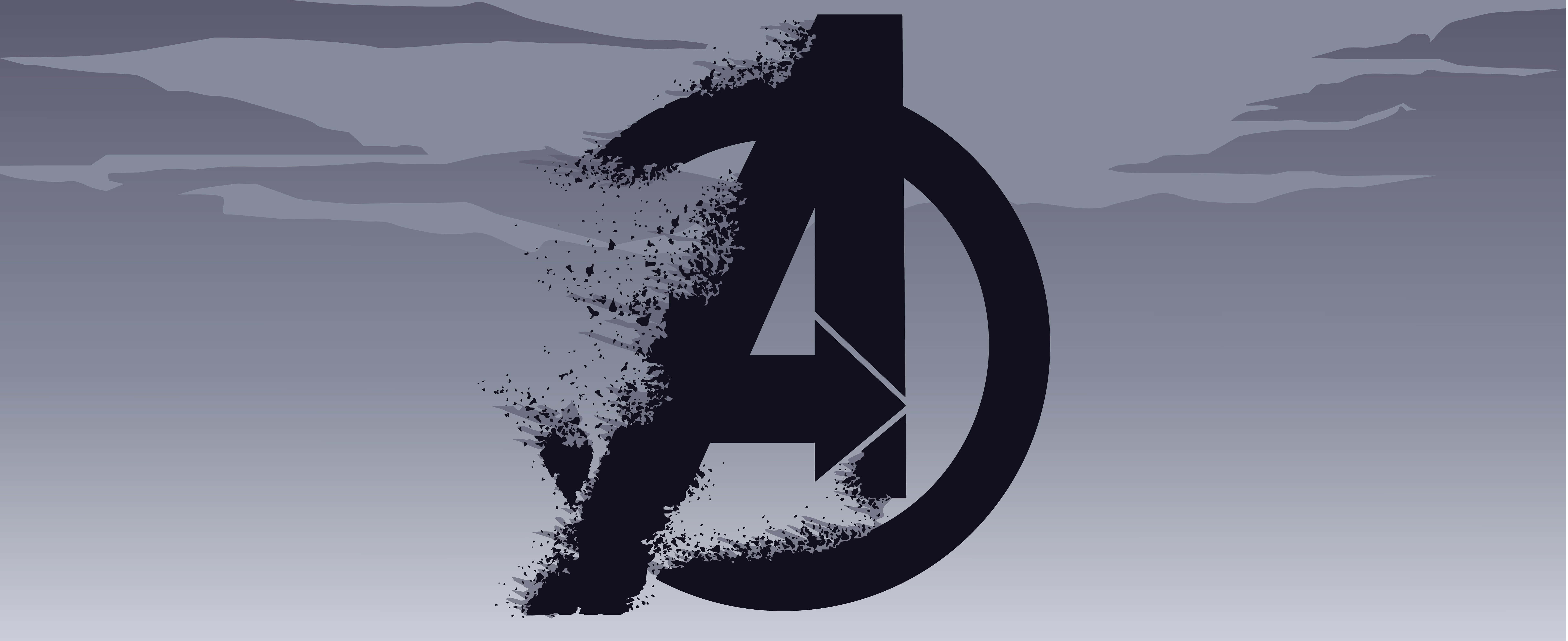 Avengers logo, black, muted gray sky, 8K Desktop Wallpaper