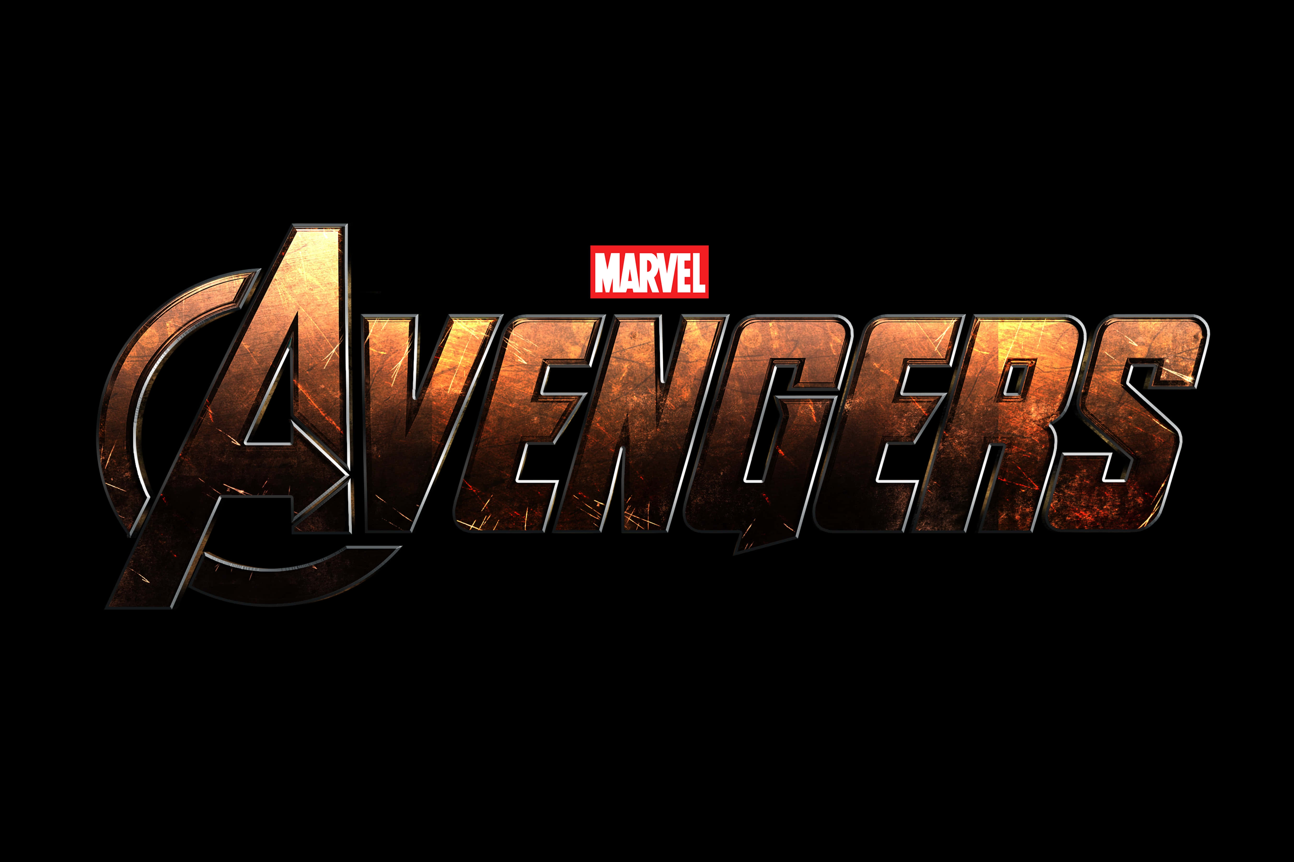 Marvel Avengers, logo, metallic bronze, 5K Desktop Wallpaper