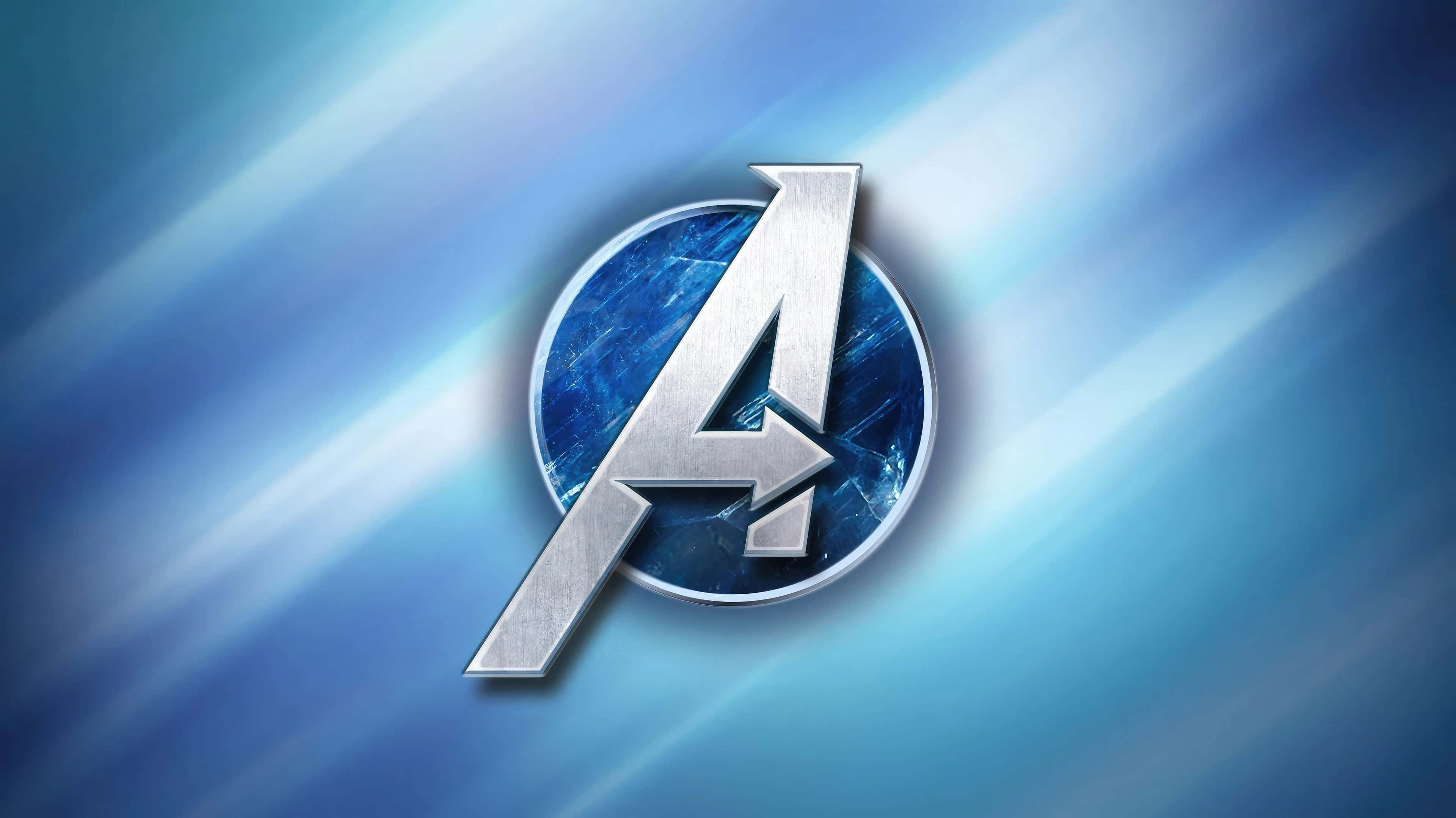 Marvel Avengers 4K, shiny metallic Avengers logo, dynamic blue gradient background, 4K Desktop Wallpaper
