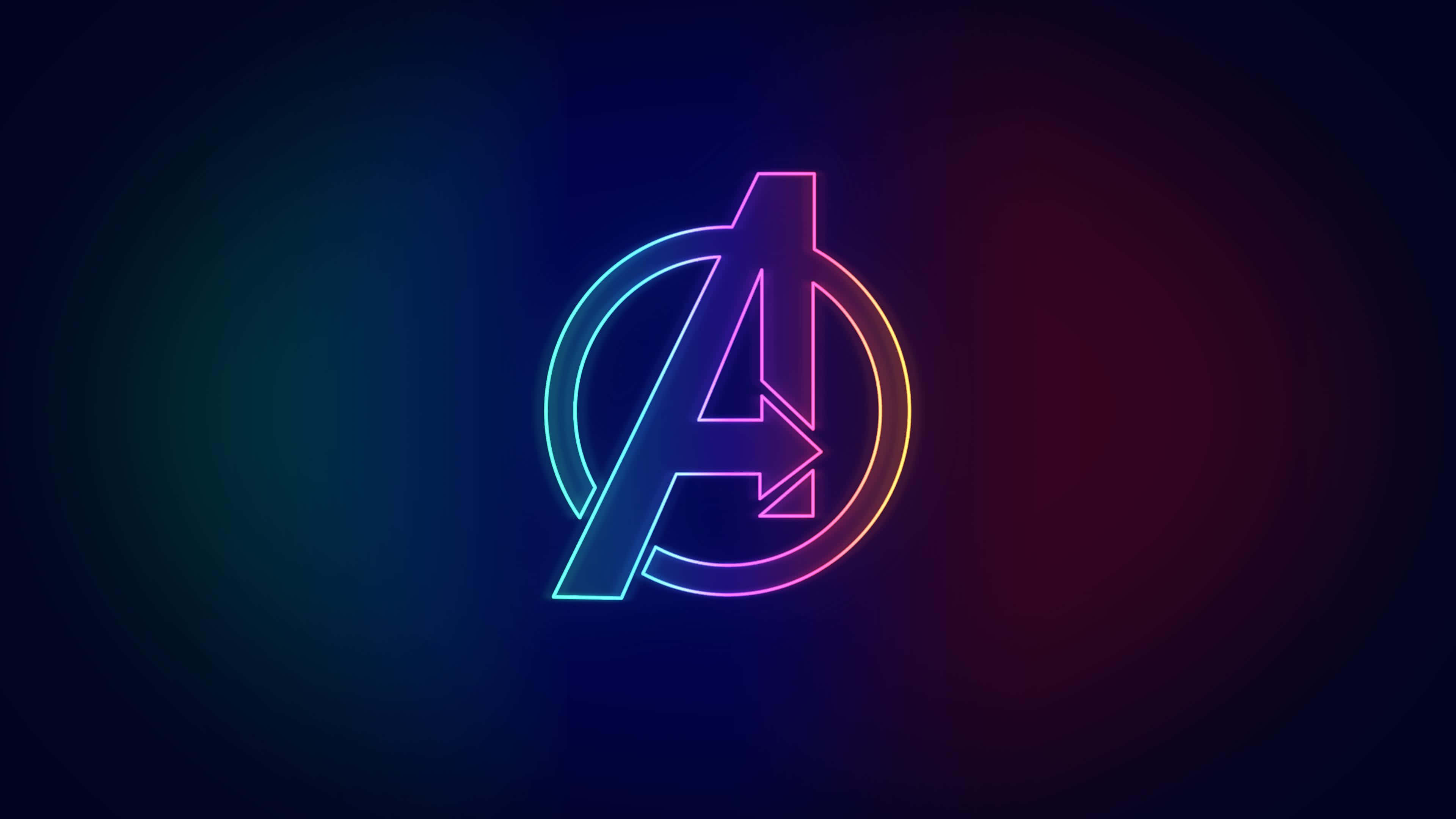 Neon Avengers Logo, blue, pink, 4K Desktop Wallpaper