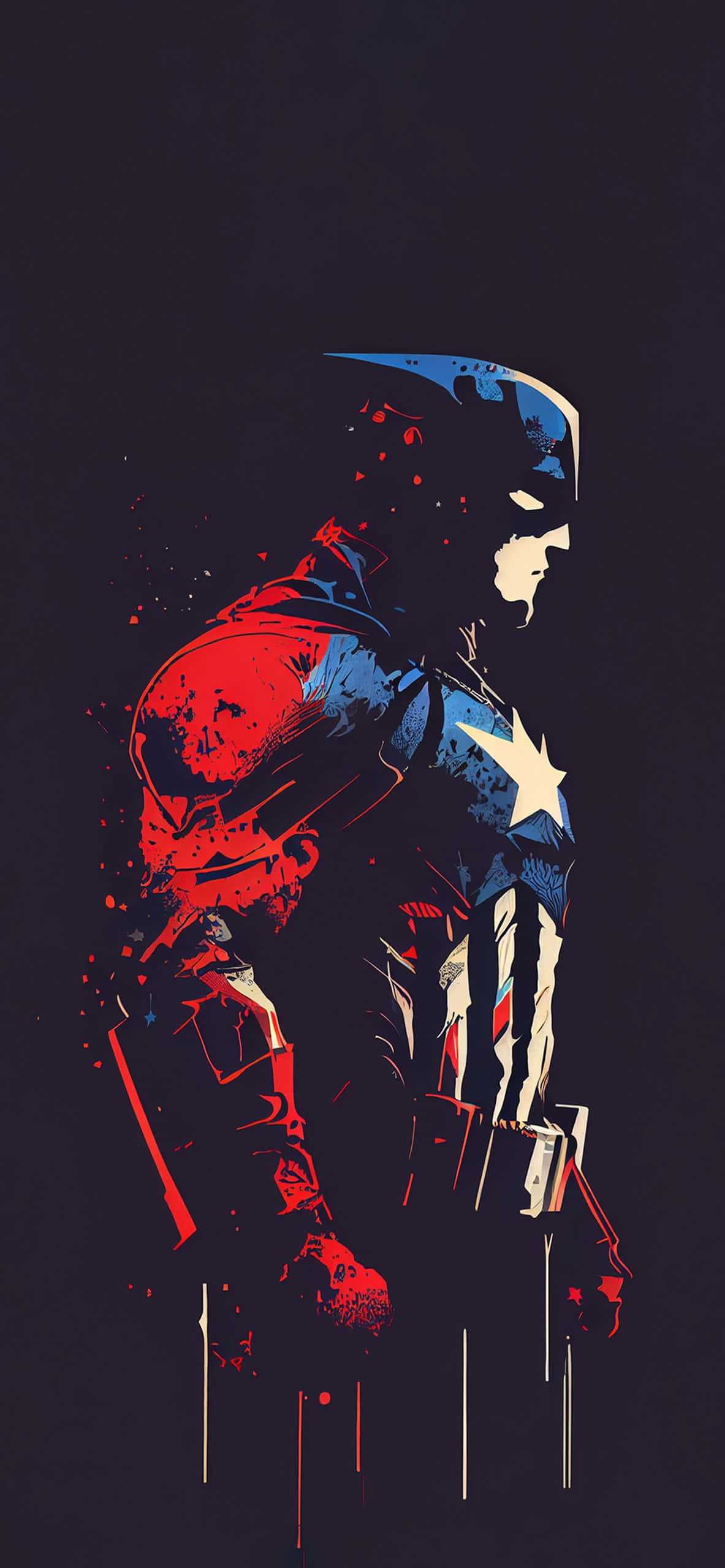 Captain America, red blue and white, paint splatters, 2K Phone Wallpaper