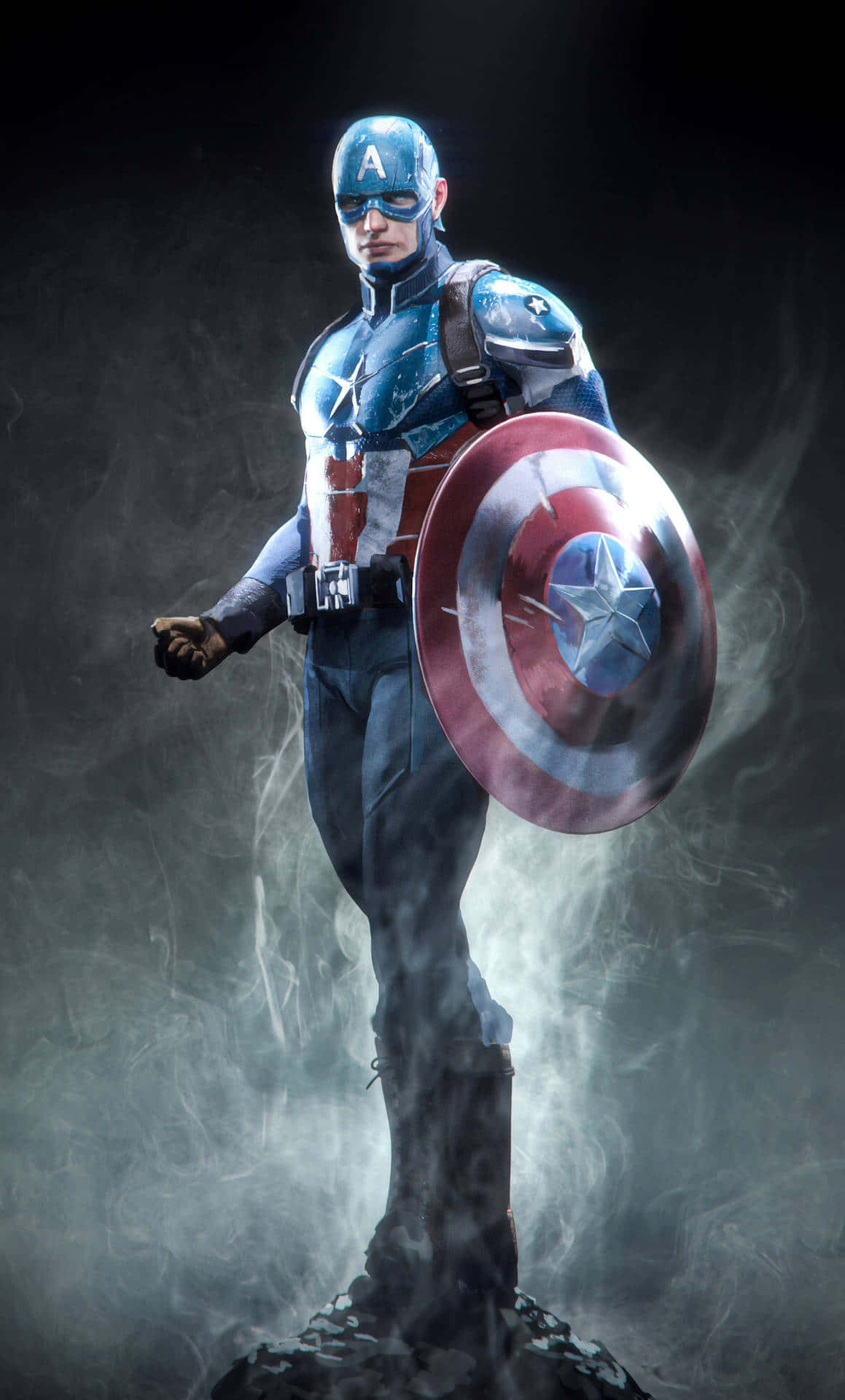 Captain America, red white and blue suit, star emblazoned shield, Full HD Phone Wallpaper