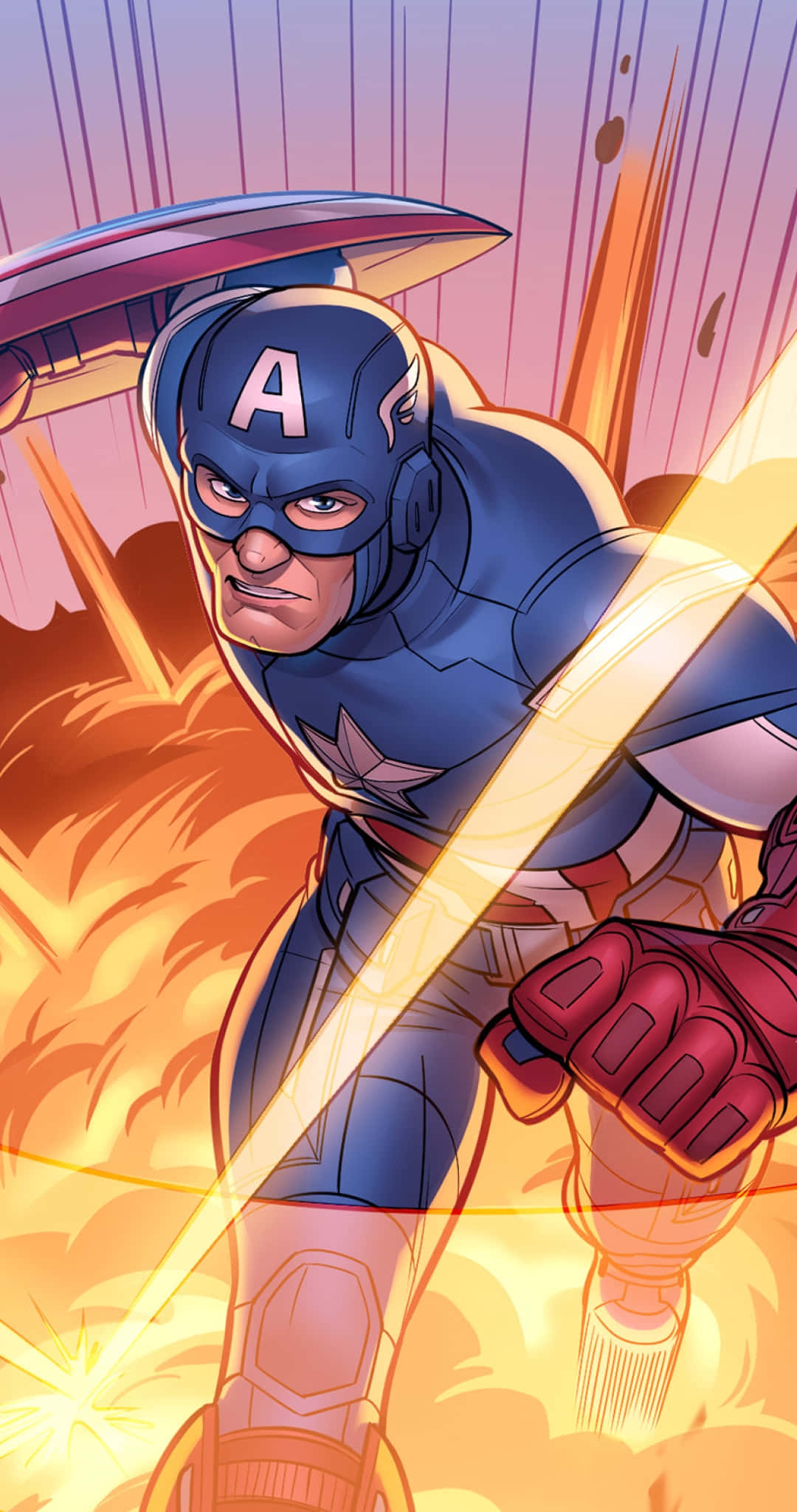 Captain America, blue star-spangled suit, glowing sword, Full HD Phone Wallpaper