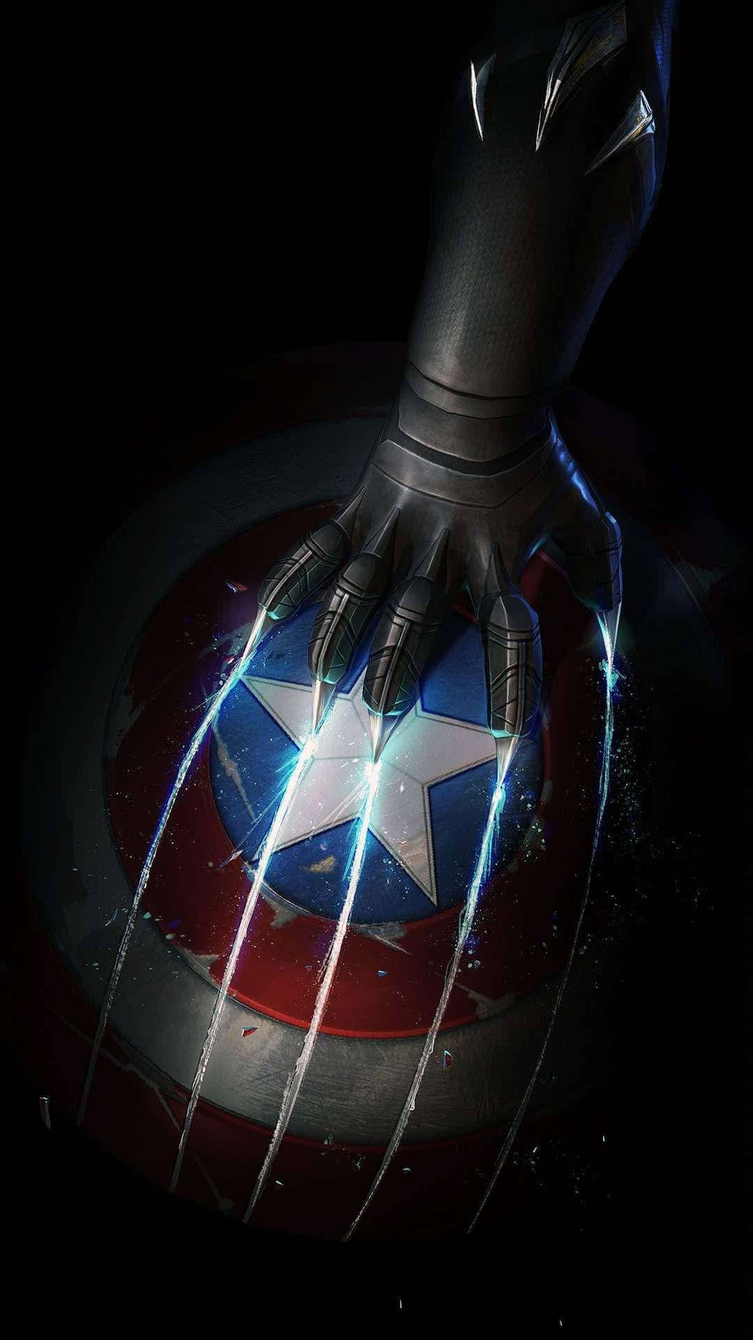 Captain America, shield, glowing claws, Full HD Phone Wallpaper