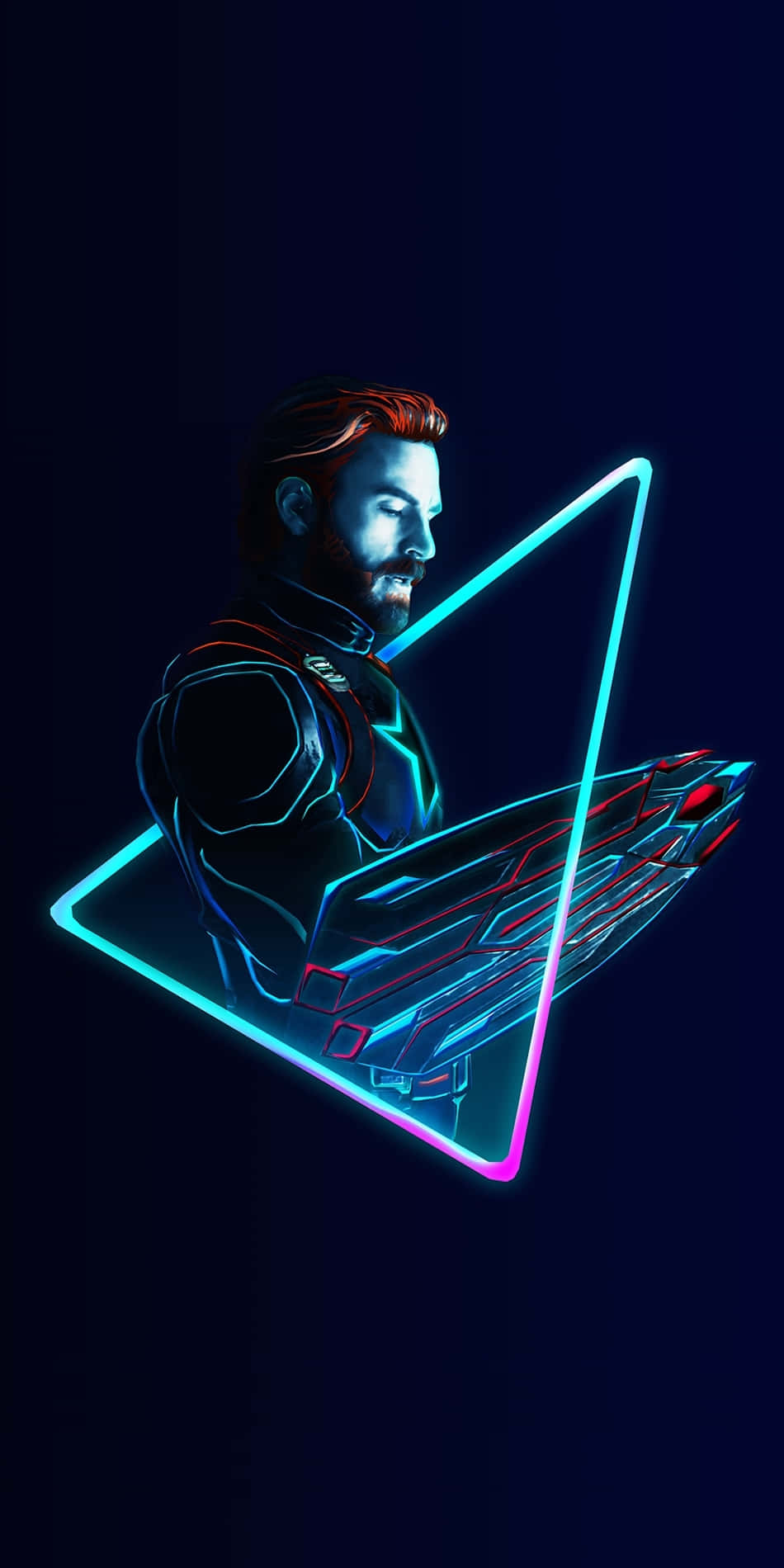 Captain America, neon blue, neon pink, HD Phone Wallpaper