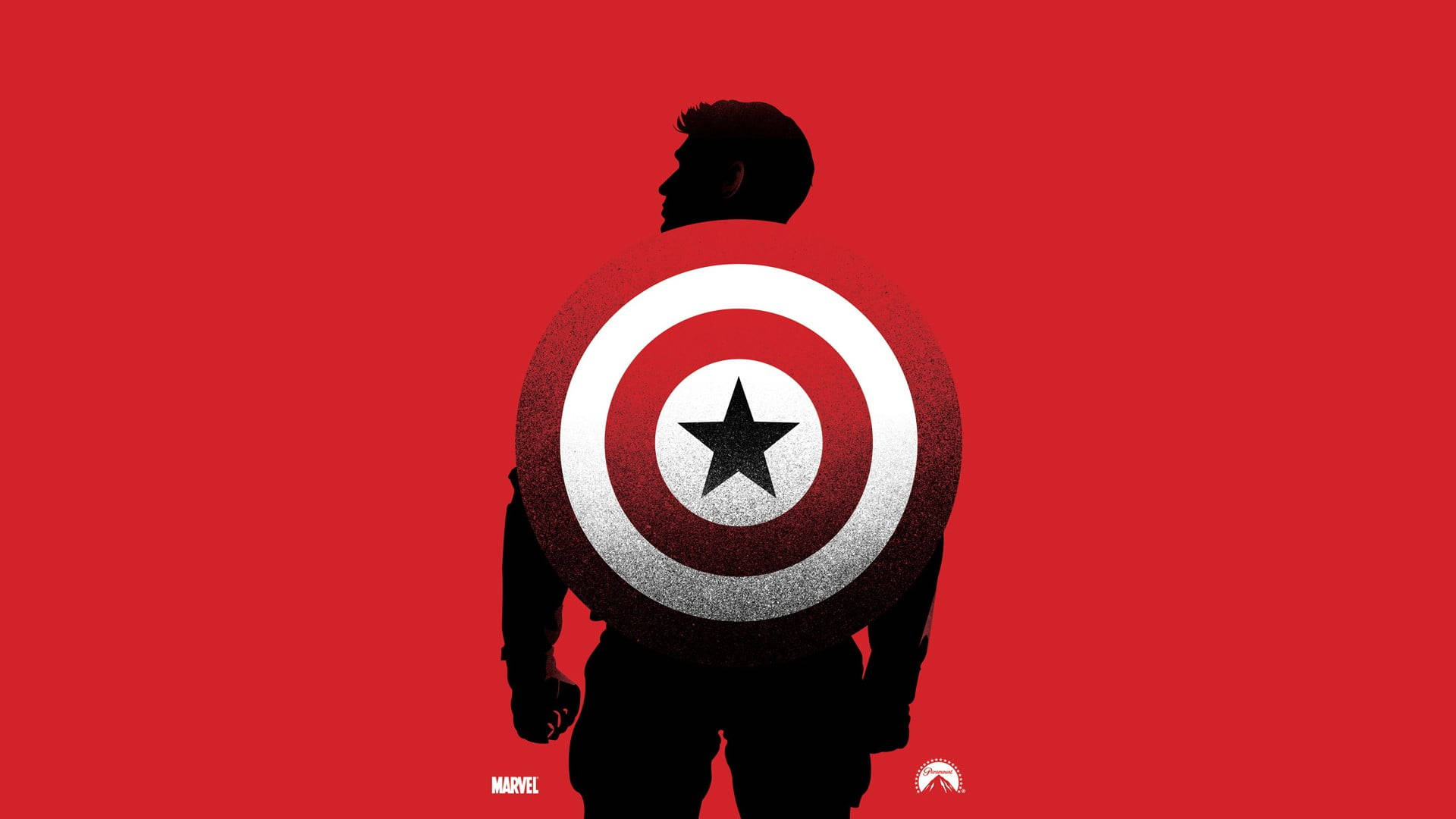 Captain America, iconic shield, bold red background, Full HD Desktop Wallpaper