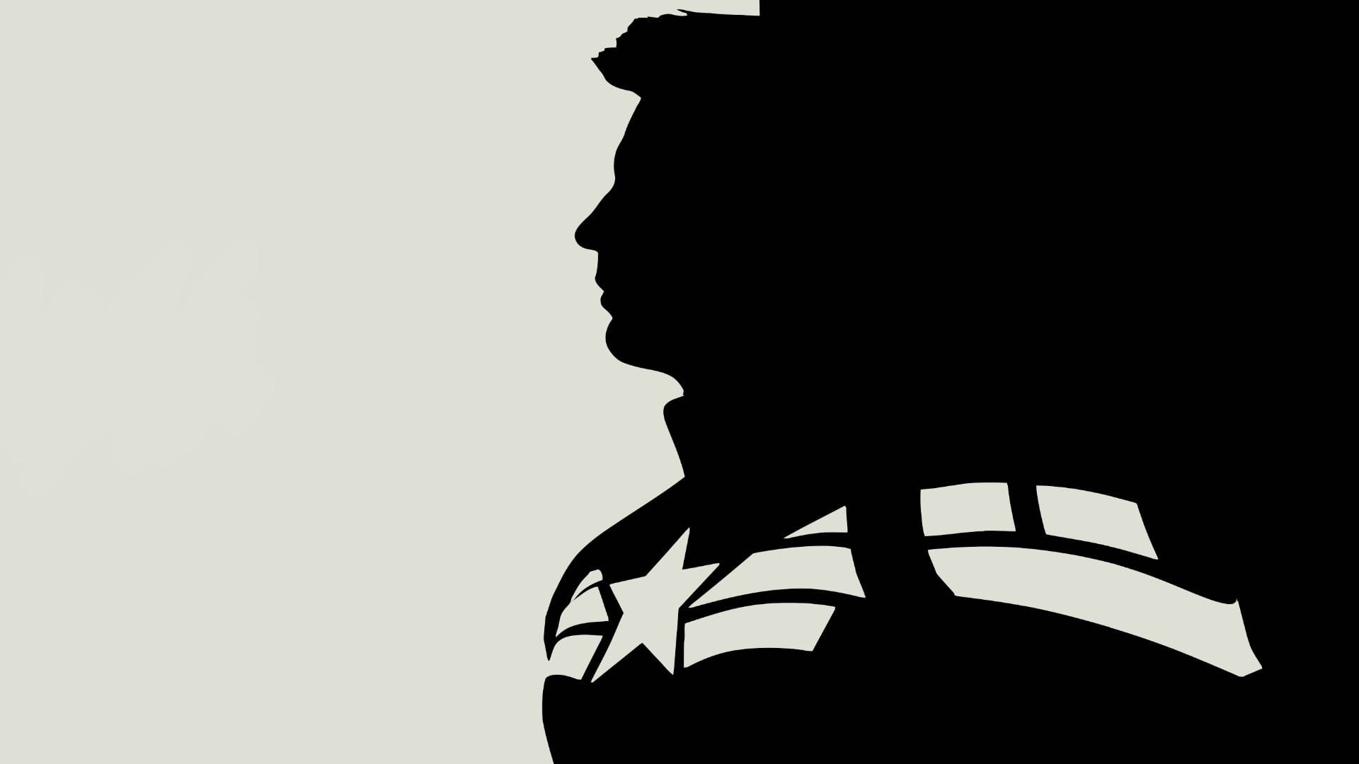 Marvel Captain America, star and stripes, silhouette, Full HD Desktop Wallpaper
