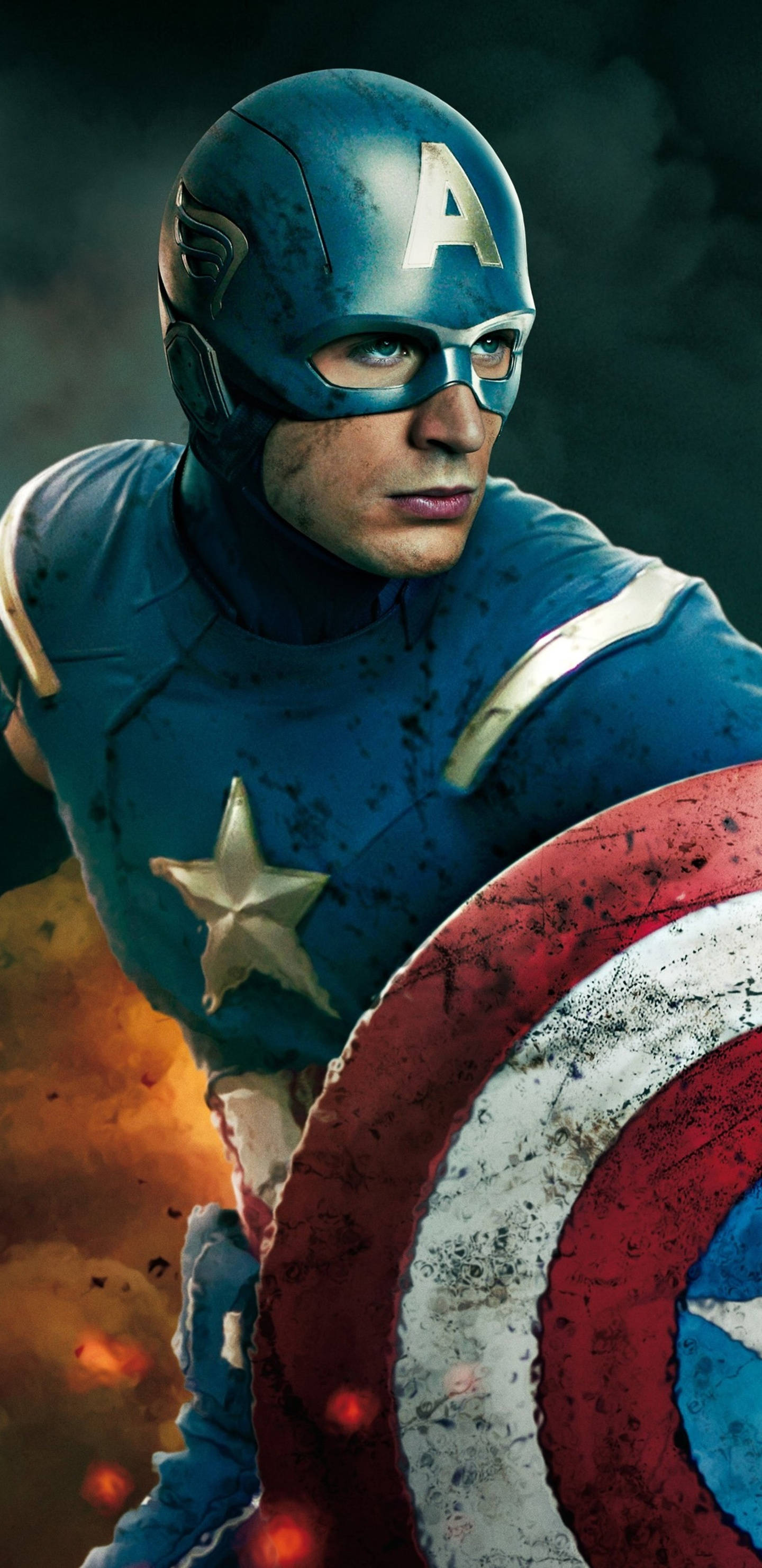 Captain America, iconic shield, battle gear, 2K Phone Wallpaper