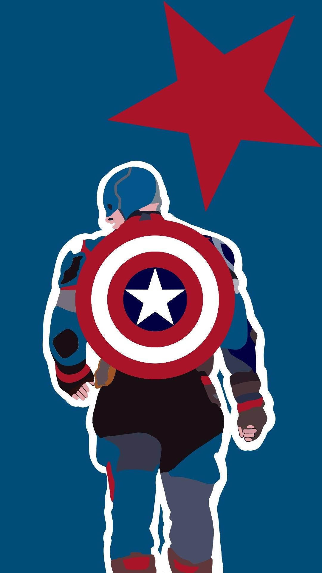 Captain America, iconic shield, deep blue background, Full HD Phone Wallpaper