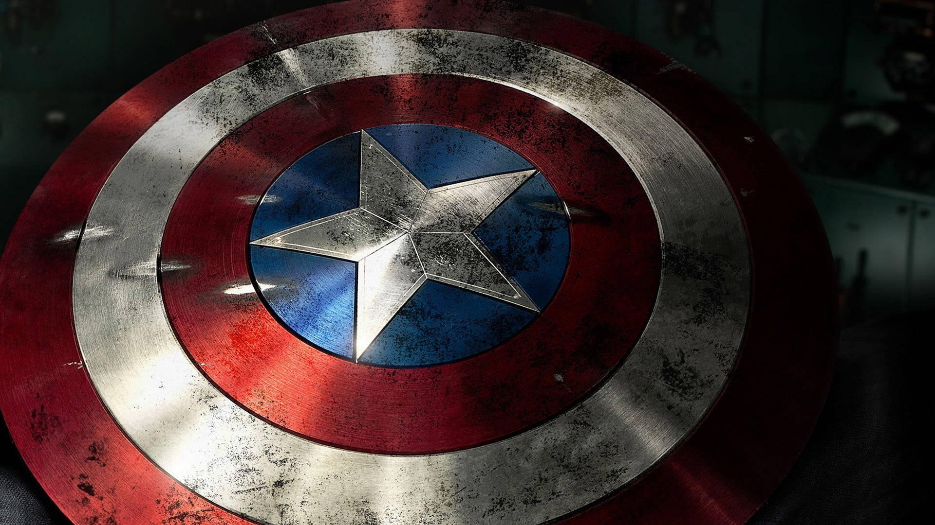 Captain America, iconic shield, battle-worn scratches, Full HD Desktop Wallpaper