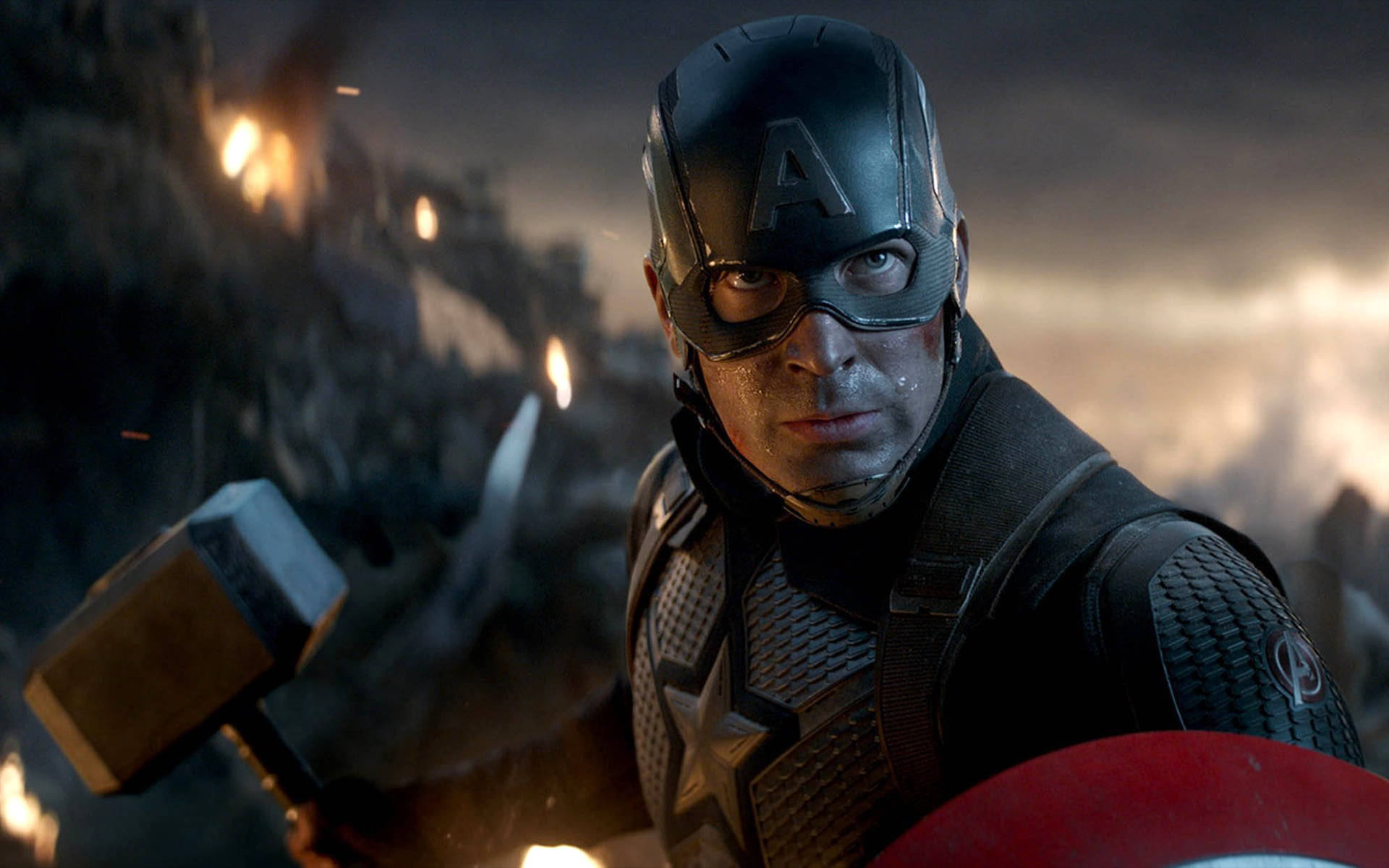 Marvel Captain America, Captain America, battle-worn scene, Full HD Desktop Wallpaper