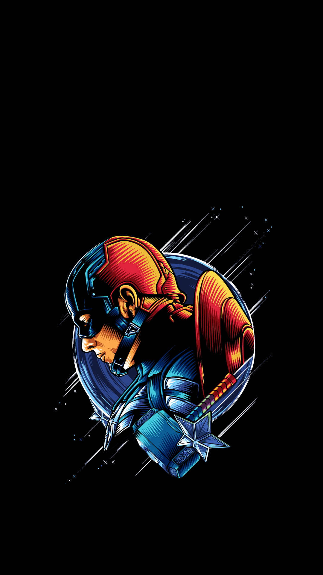 Marvel Captain America, blue and red armor, star emblem, Full HD Phone Wallpaper