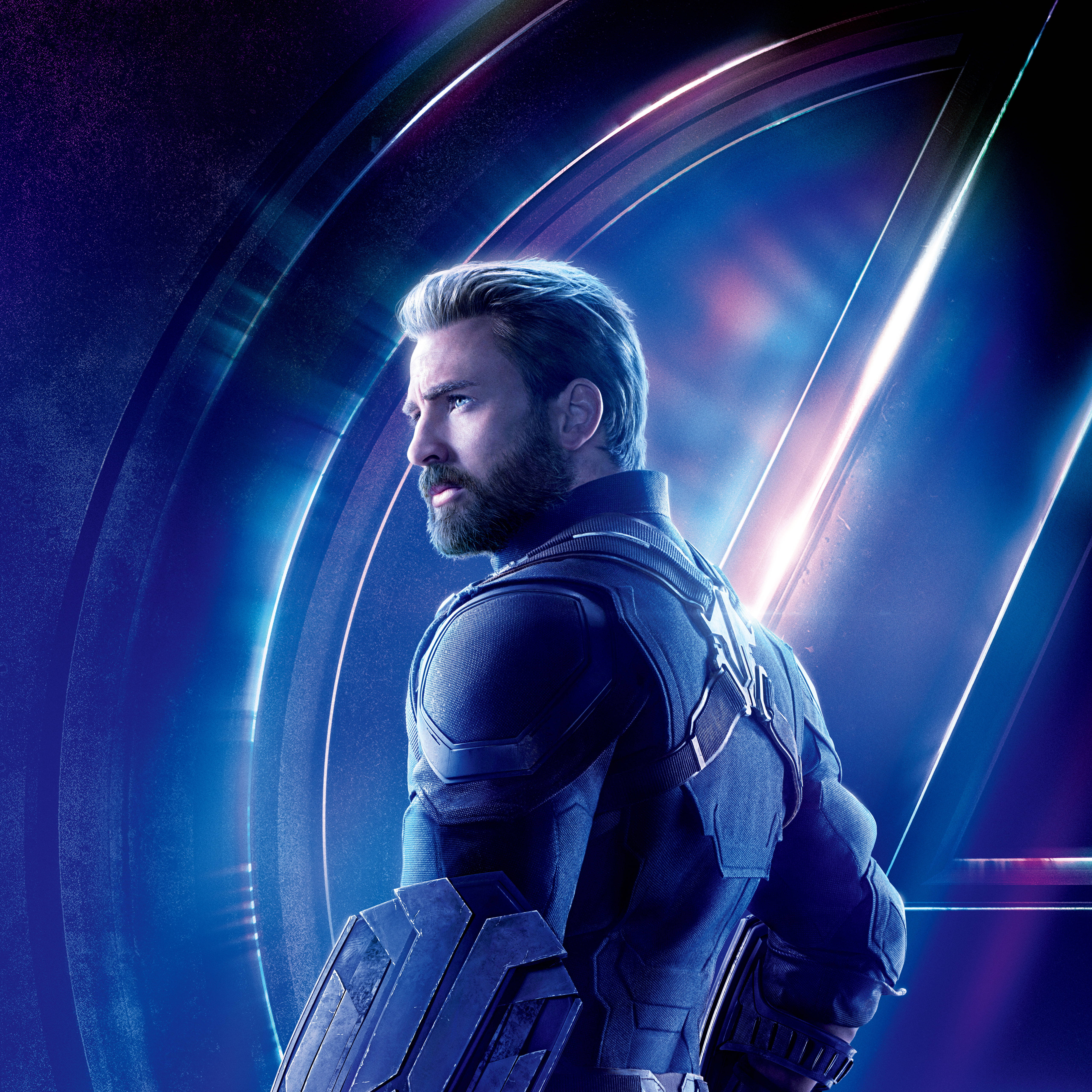 Captain America, Marvel Captain America, futuristic blue-lit chamber, 5K Desktop Wallpaper