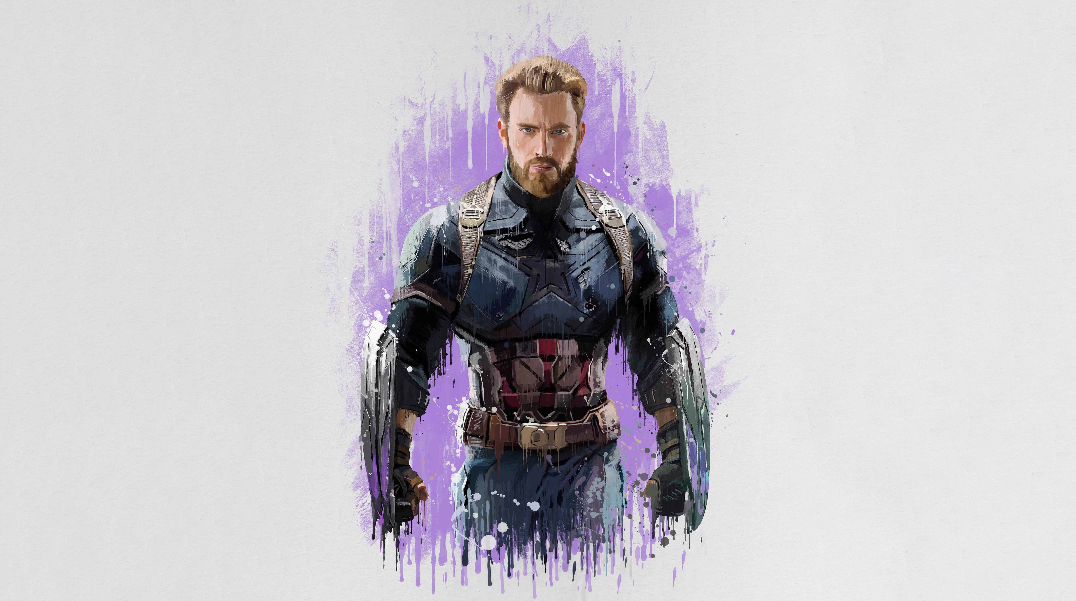 Marvel Captain America, Captain America, watercolor splash, 4K Desktop Wallpaper