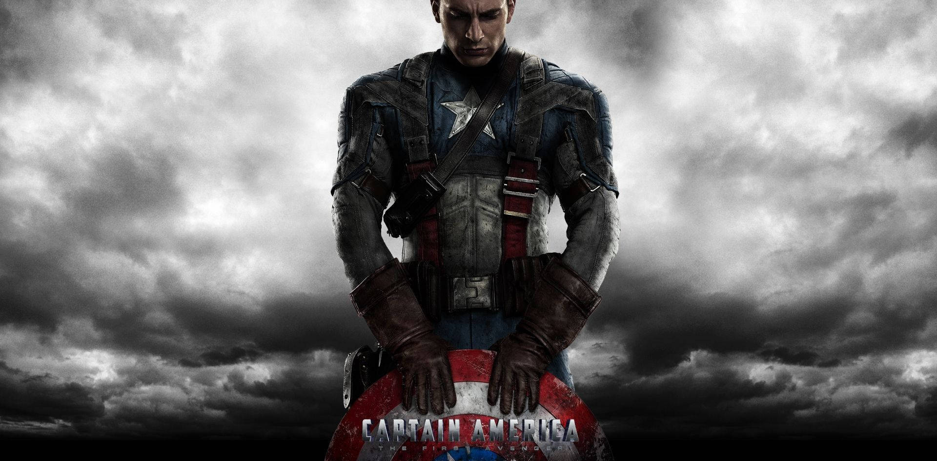 Captain America, shield, stormy gray sky, Full HD Desktop Wallpaper
