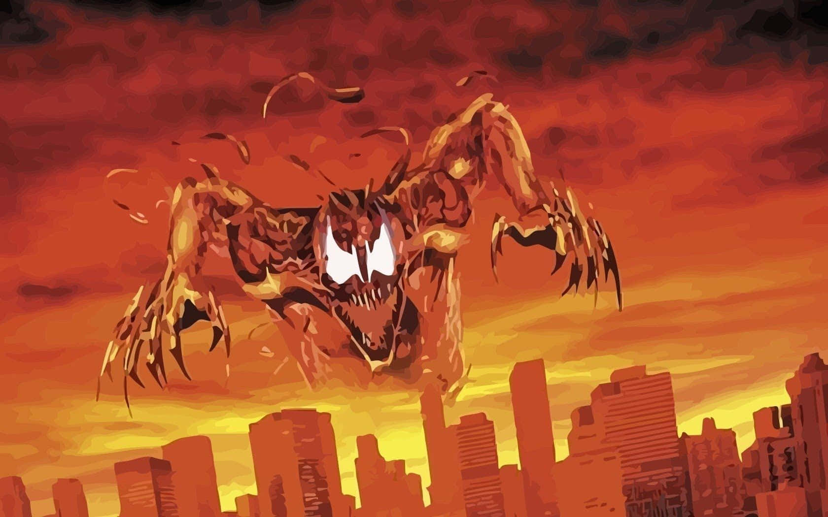 Marvel Carnage, symbiote creature, glowing white eyes, HD Desktop Wallpaper