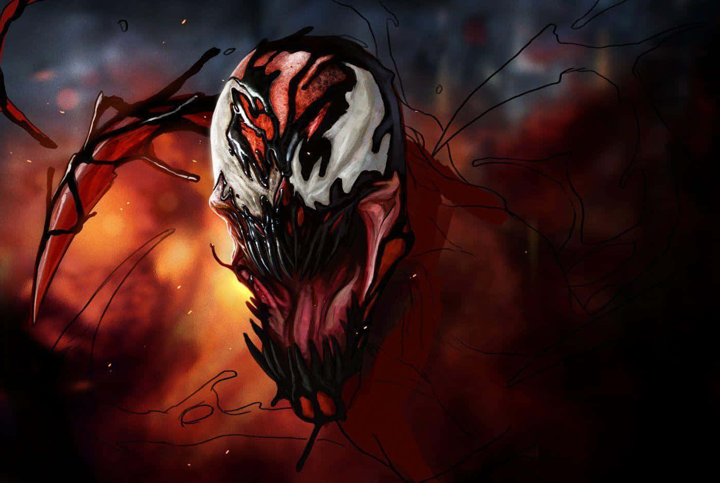 Marvel Carnage, red and black symbiote, sharp claws, HD Desktop Wallpaper