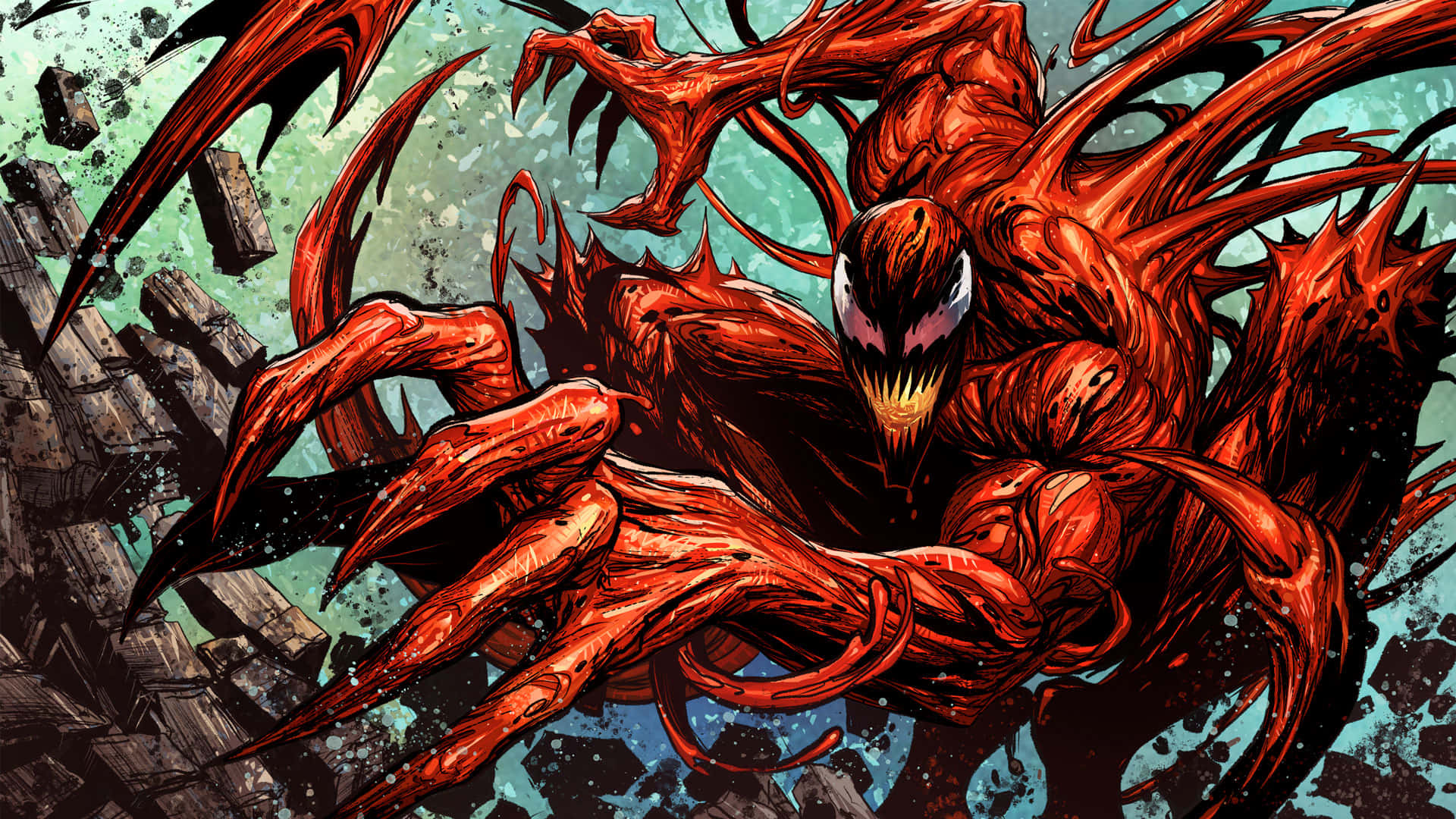 Marvel Carnage, red symbiote creature, sharp claws, Full HD Desktop Wallpaper
