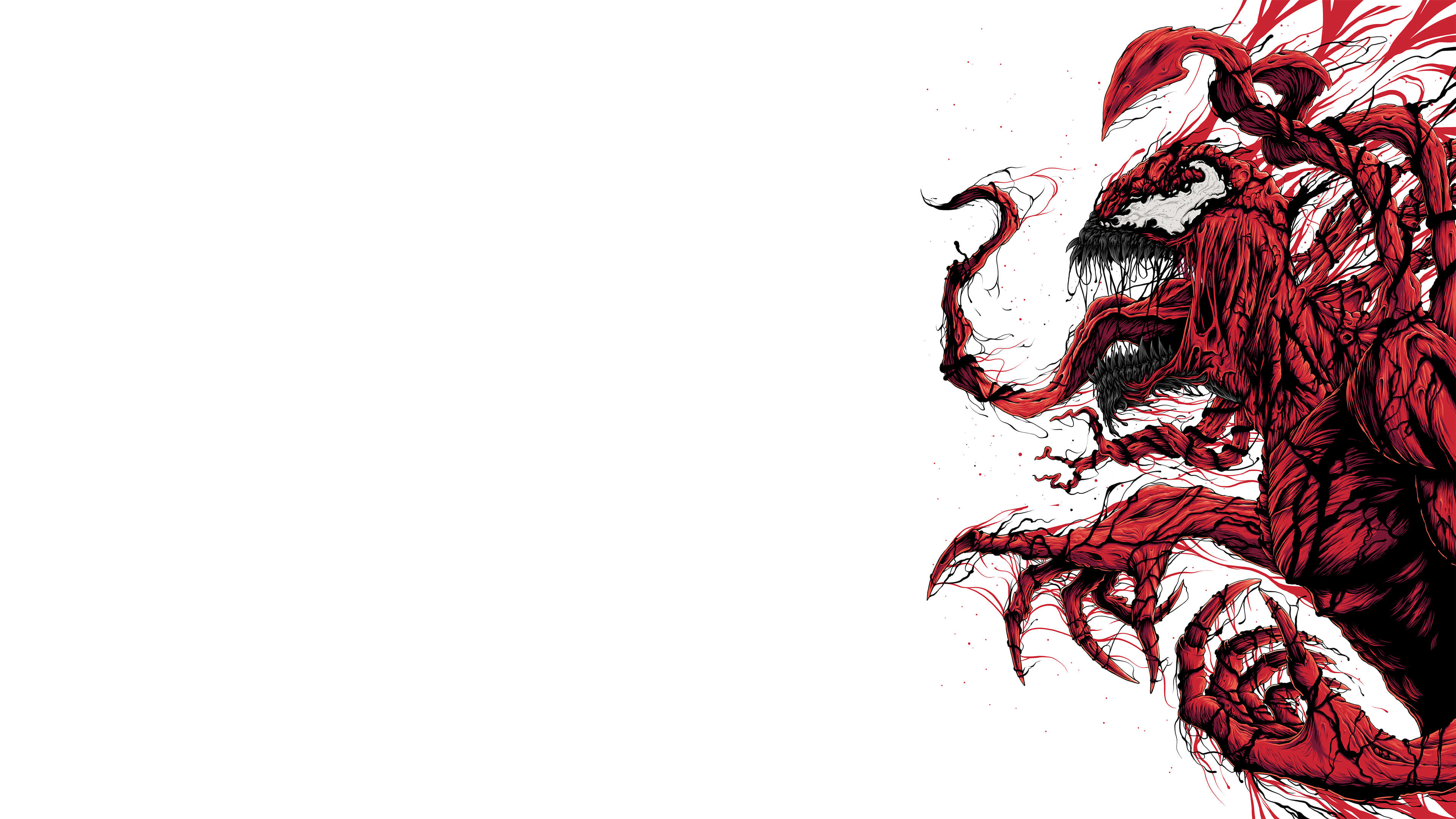 Marvel Carnage, red symbiote creature, sharp claws, 4K Desktop Wallpaper