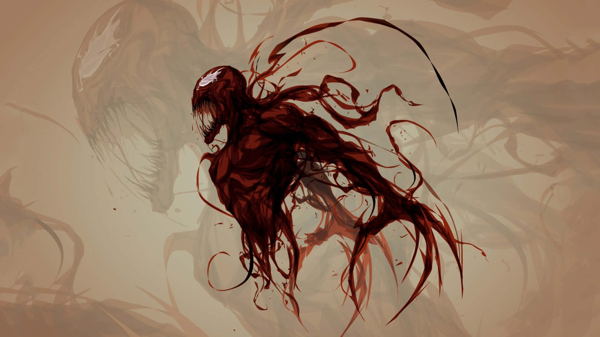 Marvel Carnage, red symbiote, sharp teeth, Full HD Desktop Wallpaper