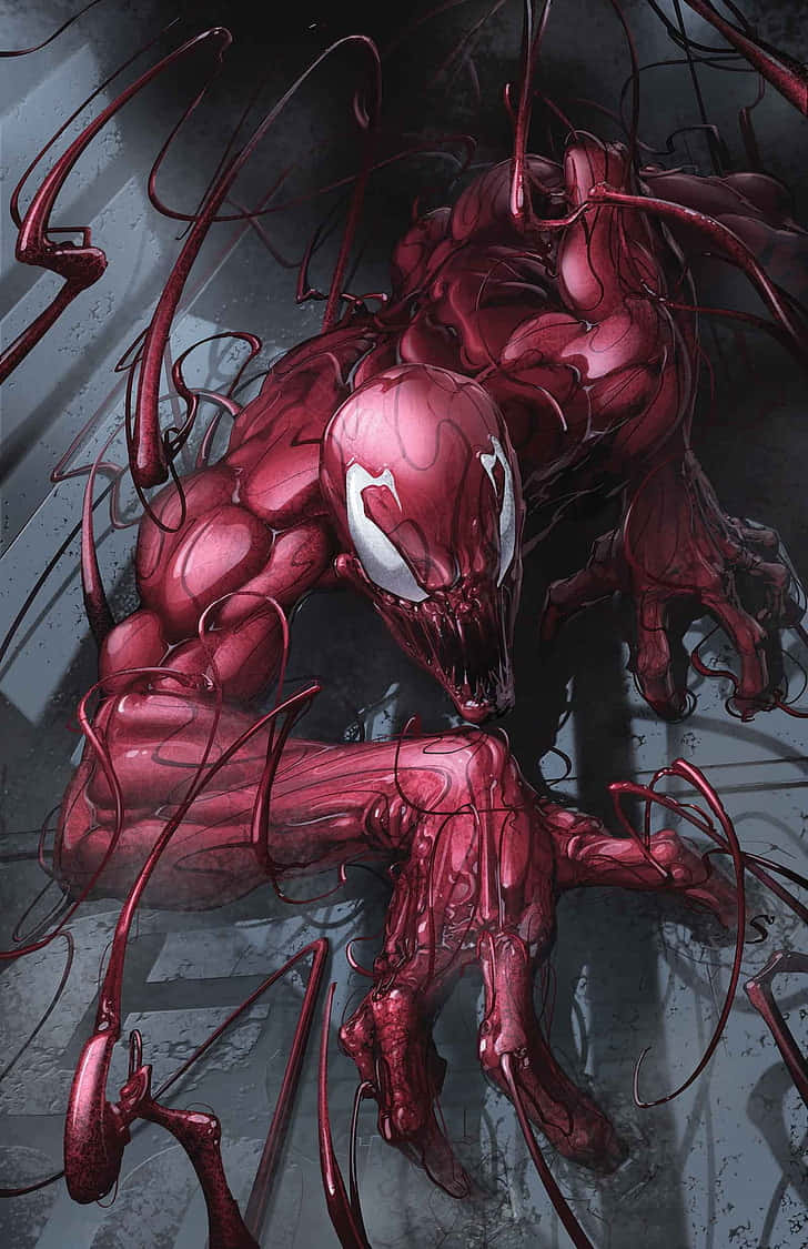Marvel Carnage, red symbiote creature, white eyes, SD Phone Wallpaper