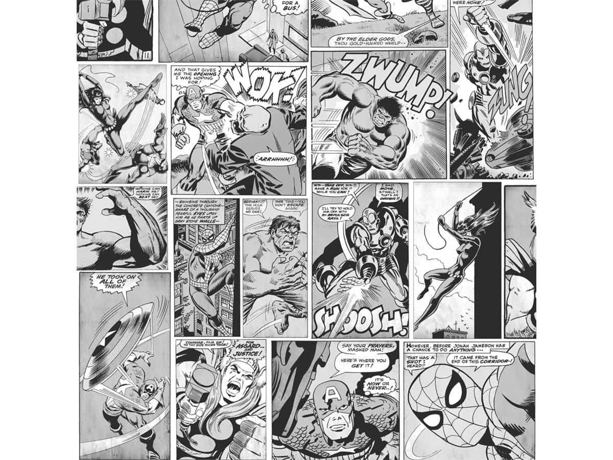 Marvel Comic Book, black and white, comic panels, SD Desktop Wallpaper
